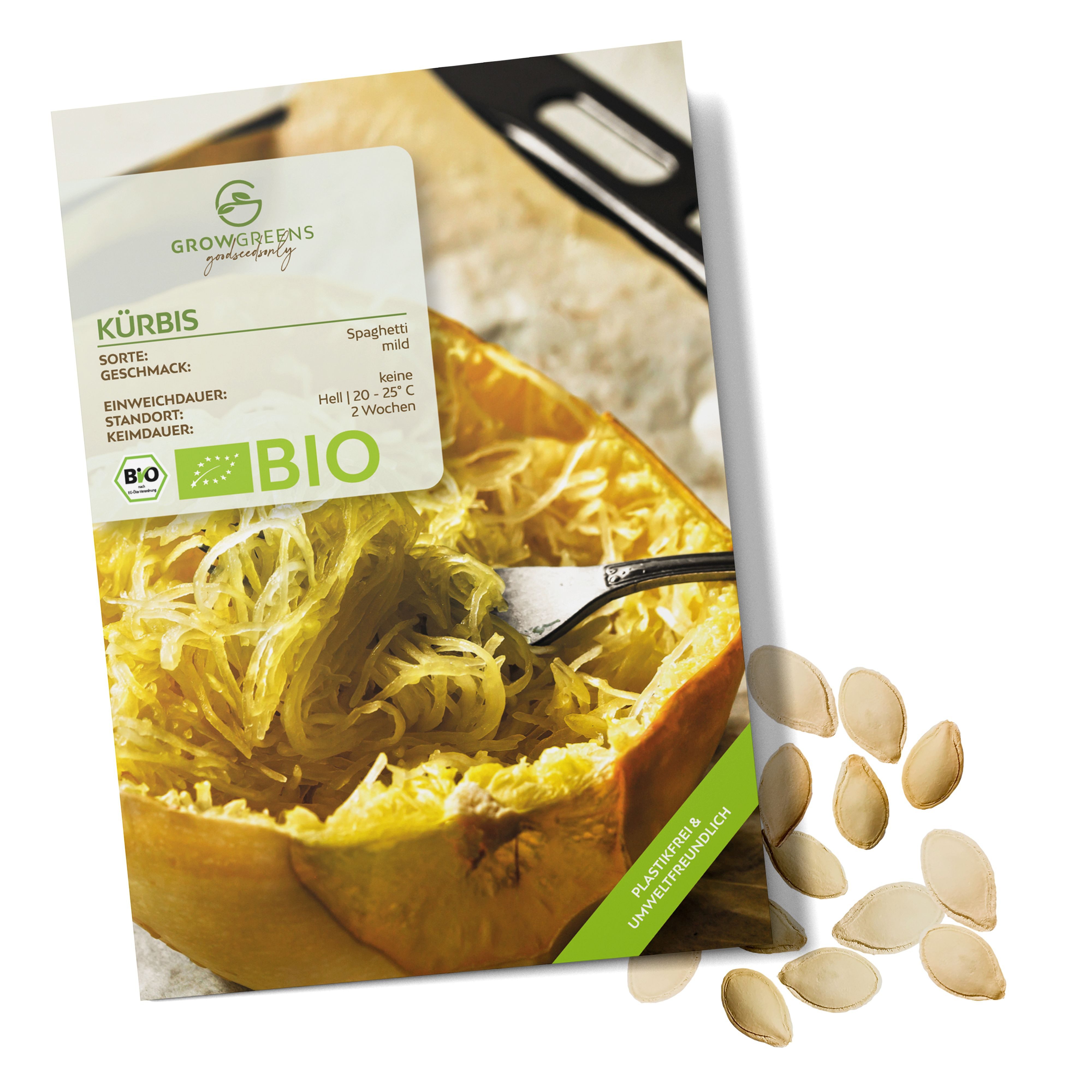 Growgreens Gemüsesamen BIO Kürbis Samen (Spaghetti) - Kürbis Saatgut aus bio. Anbau (5 Korn), Kürbis