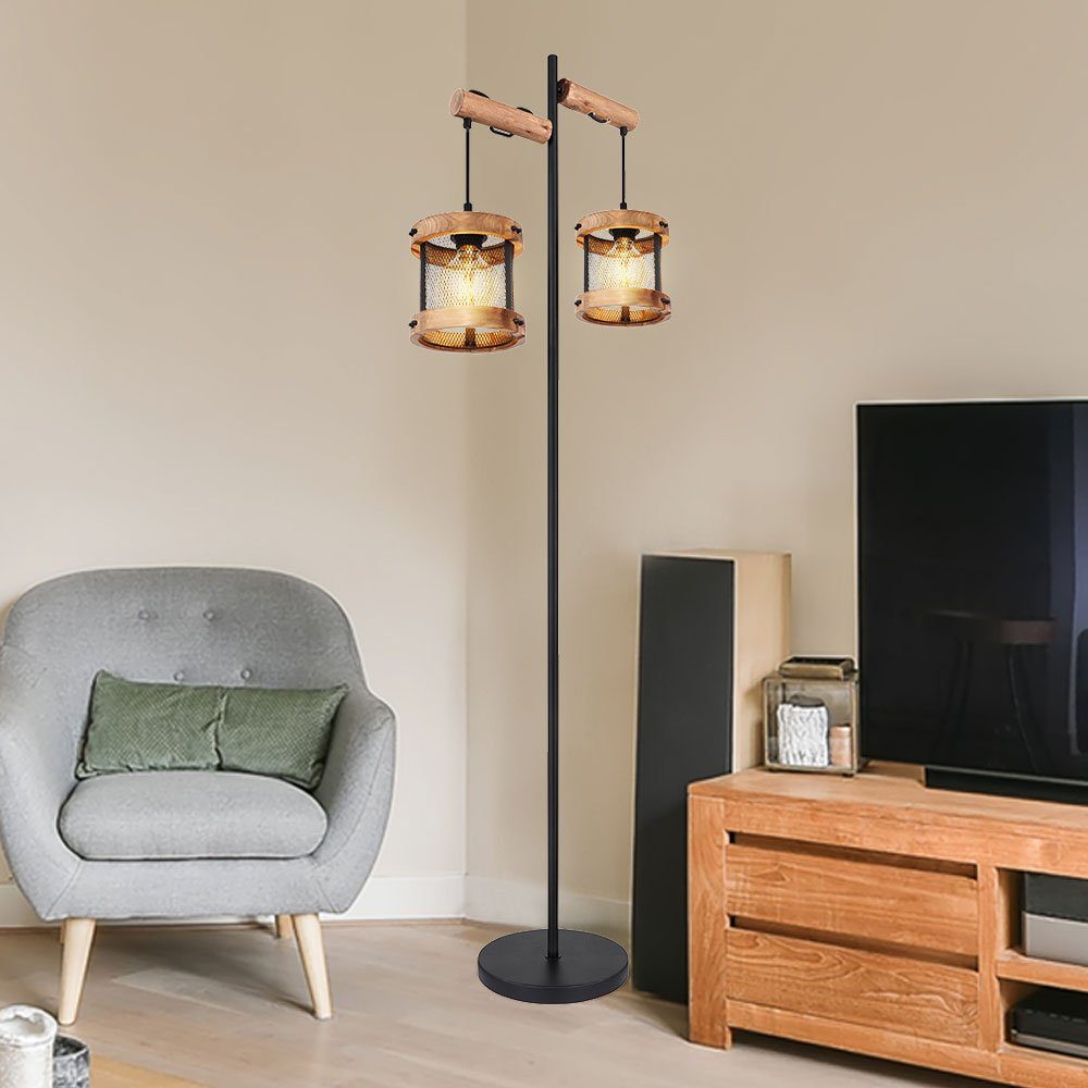 etc-shop Wohnzimmer Industrial Stehlampe Stehleuchte Design Stehlampe, inklusive, nicht Holz Leuchtmittel