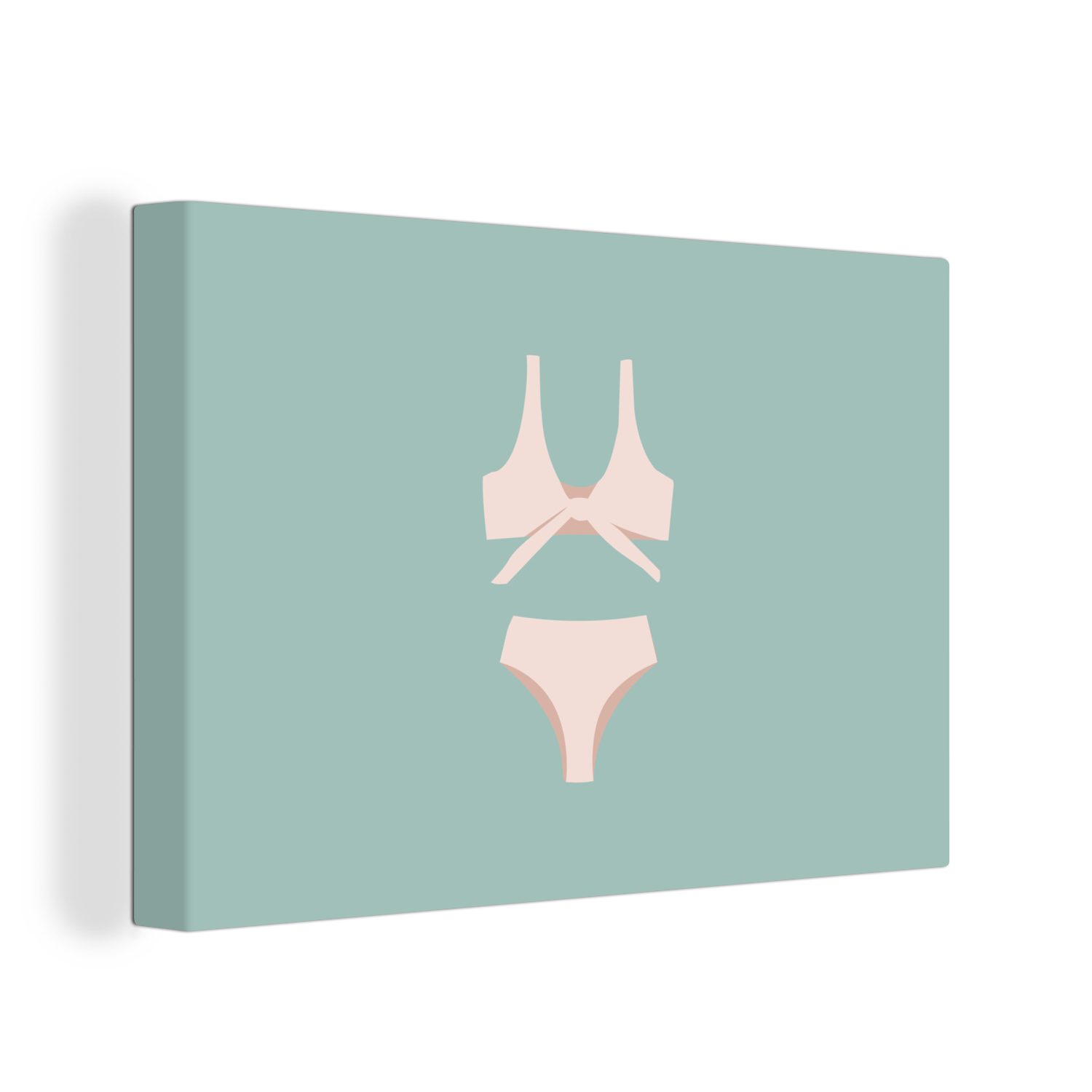 Hellblau, Aufhängefertig, Wandbild Sommer Bikini cm Wanddeko, - Leinwandbild St), Leinwandbilder, 30x20 - OneMillionCanvasses® (1