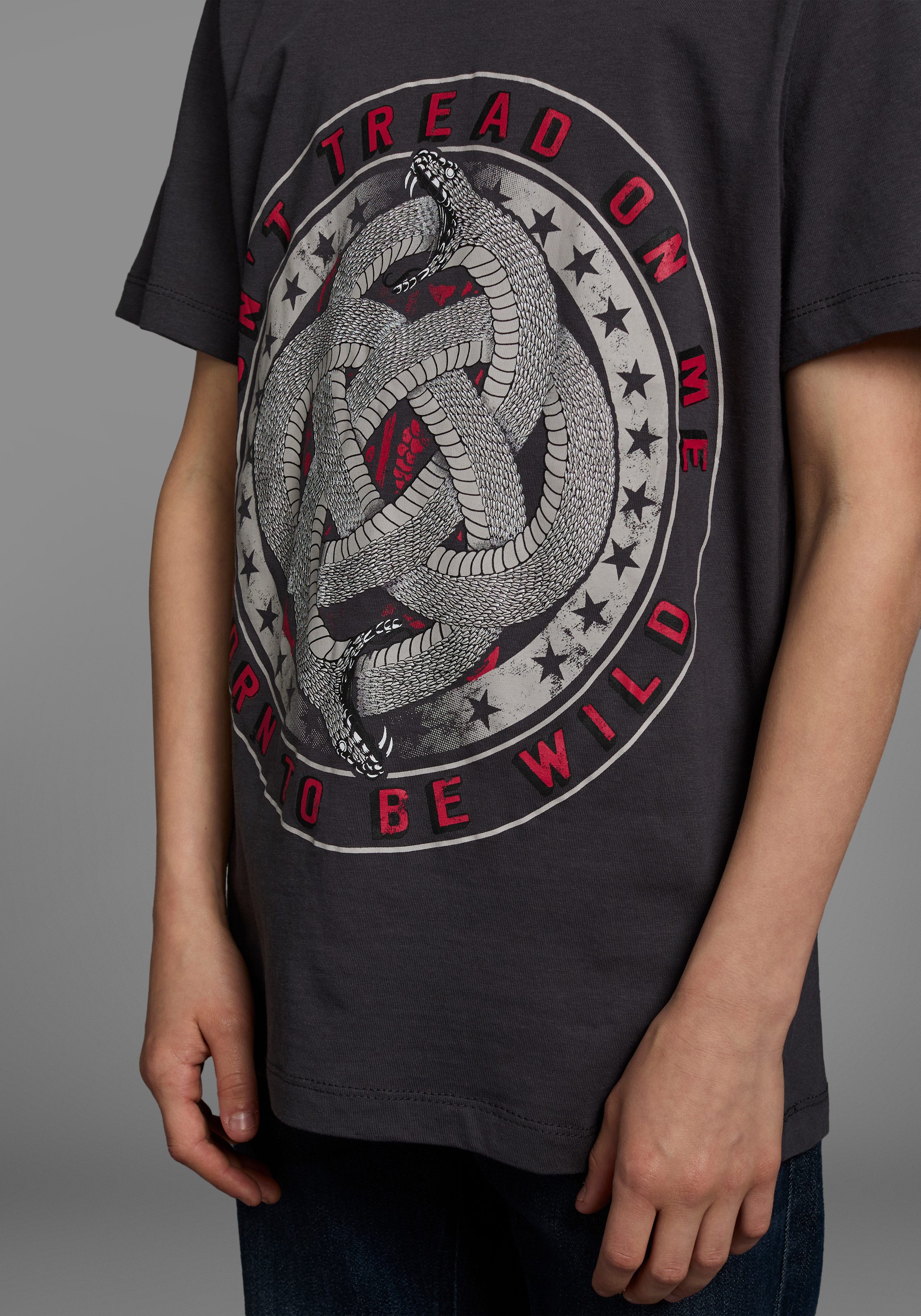 KIDSWORLD T-Shirt Kurzarm, Basic-Passform, mit modischem Druck, Rundhalsausschnitt