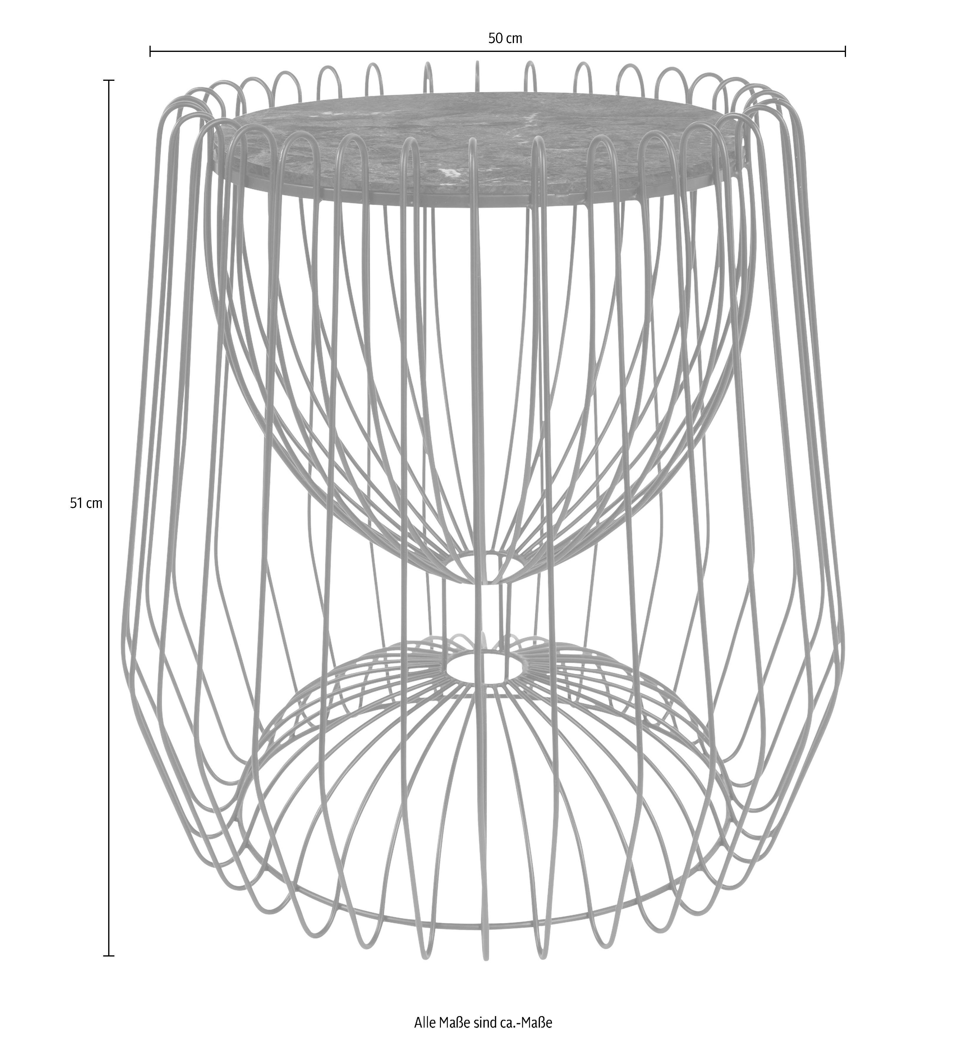 33,5 | Malibu | grün/schwarz cm, Metalldesign, Kayoom Beistelltisch pflegeleicht ø-Marmorplatte: 225, angesagtes schwarz grün Beistelltisch