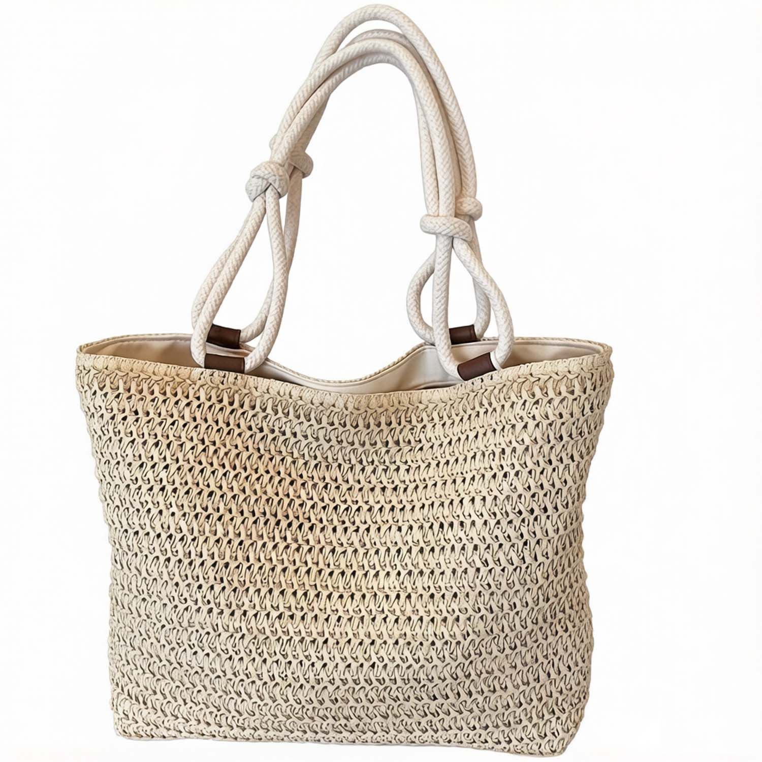 Oemmn Strandtasche Große Strohbeutel für Frauen Stroh-Reise-Strandtasche