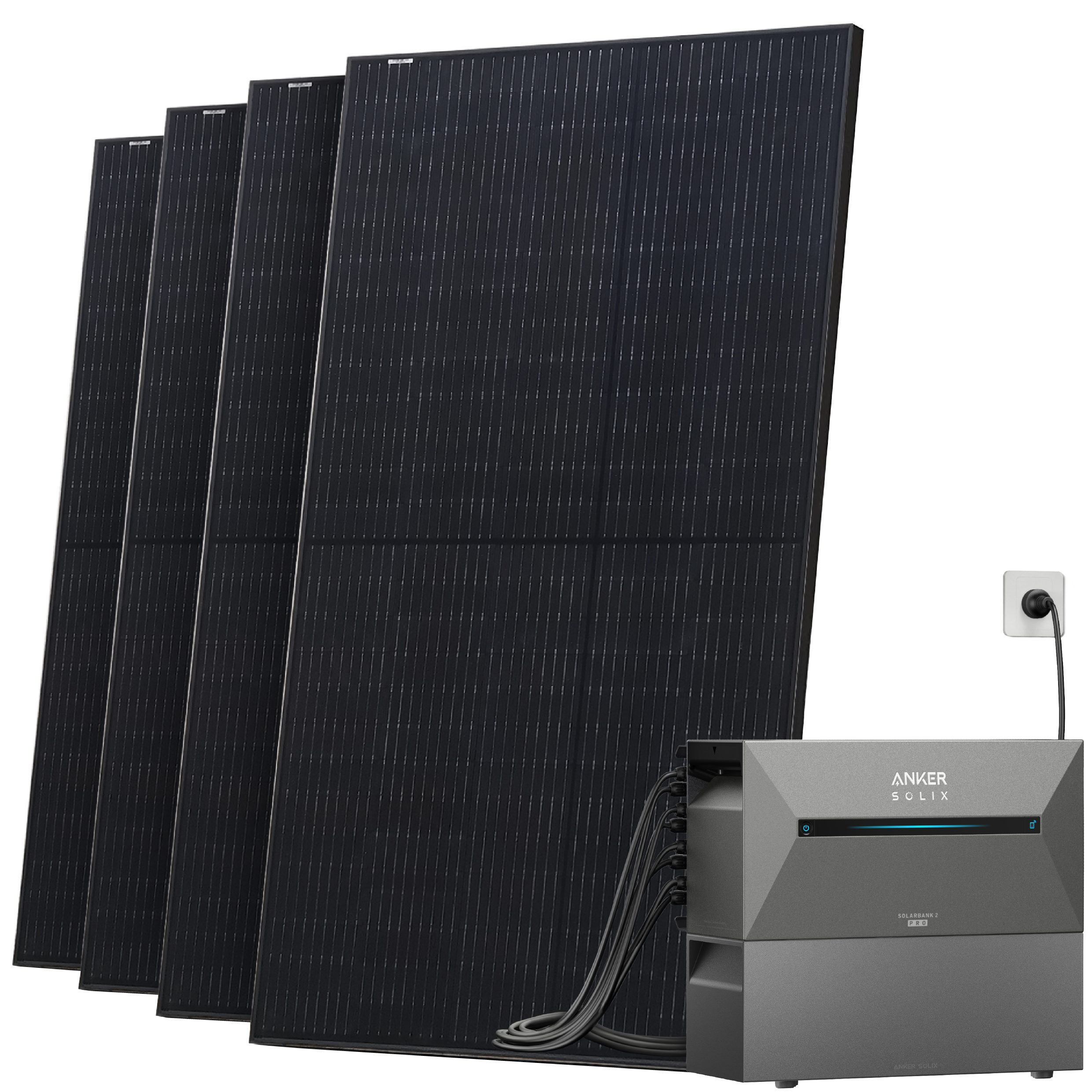 Solarway Balkonkraftwerk mit Speicher All in One 2000 Wp / 800 Watt 3,2 kWh Anker Solix 2 Pro, Monokristallin