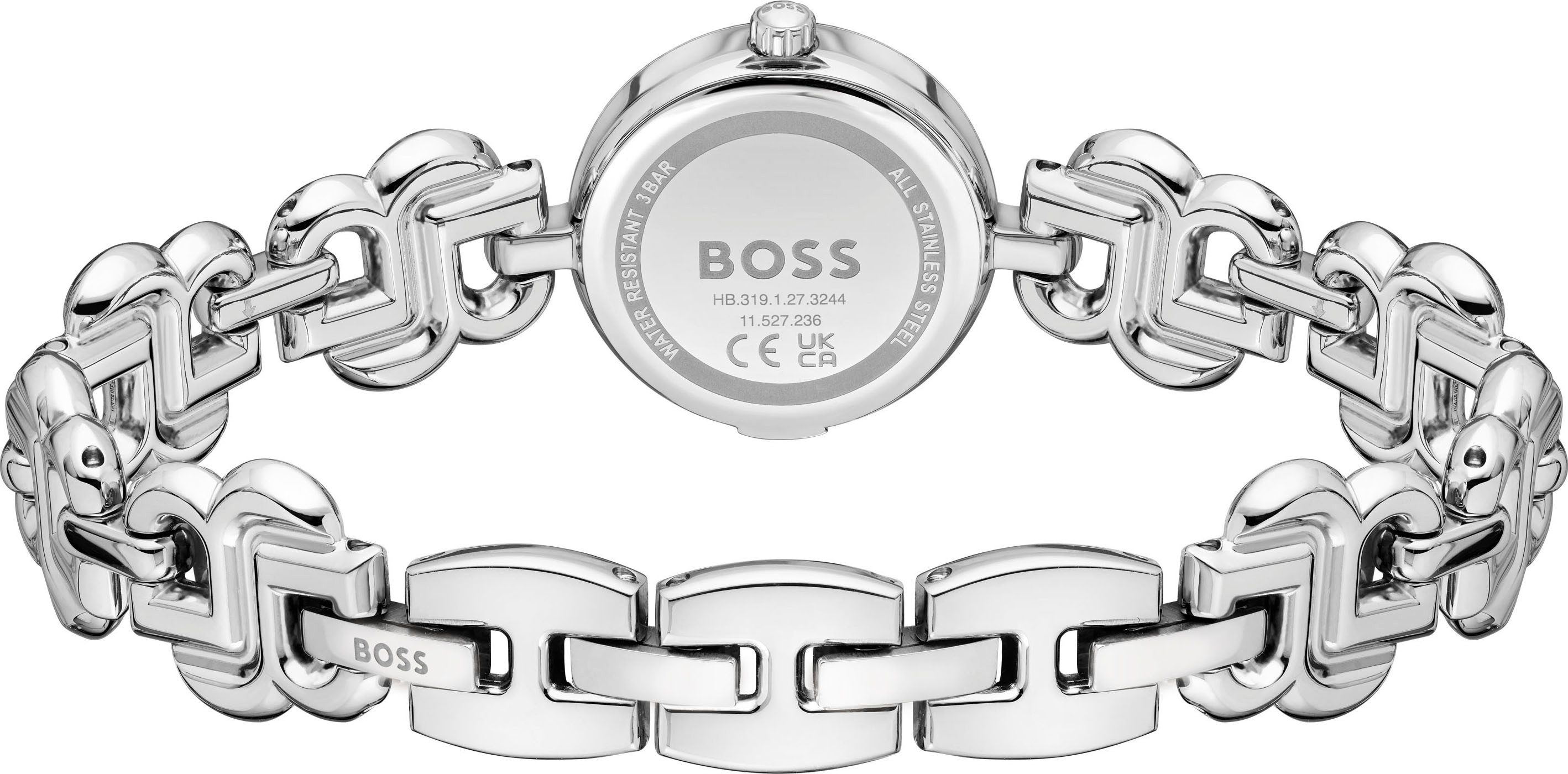 BOSS Quarzuhr DOUBLE B DRESSY 1502793, Armbanduhr, Damenuhr, Edelstahlarmband, analog