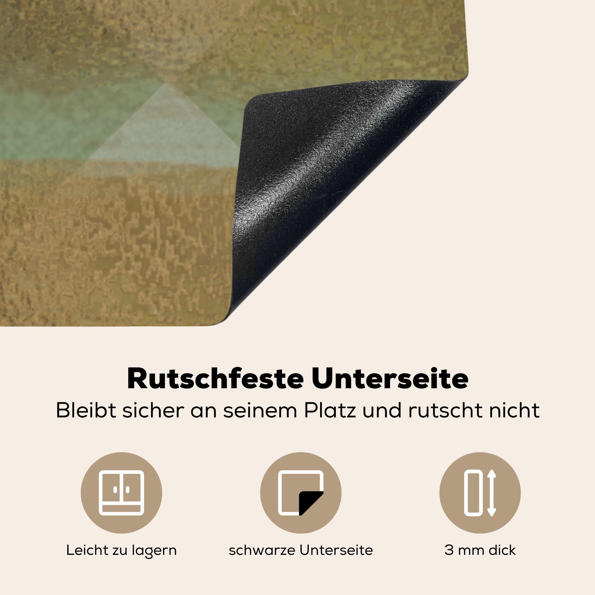 MuchoWow Herdblende-/Abdeckplatte Muster - 78x78 Quadratisch, - cm, für küche Arbeitsplatte (1 tlg), Gold Ceranfeldabdeckung, Vinyl