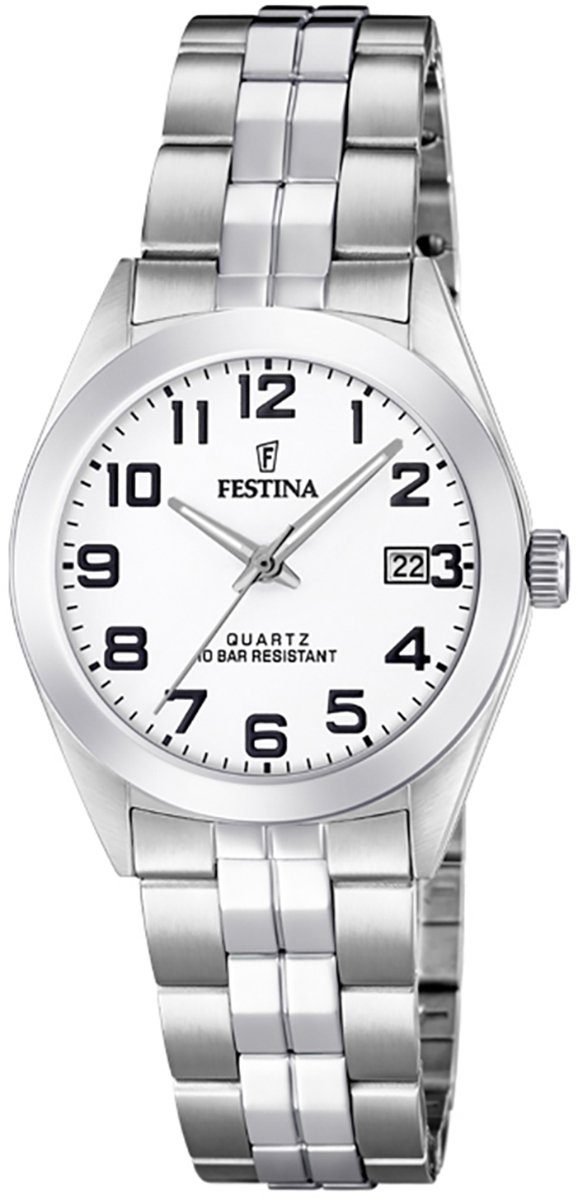 Festina Quarzuhr Festina Armbanduhr Uhr Edelstahlarmband Damen F20438/1 silber Edelstahl, Damen rund