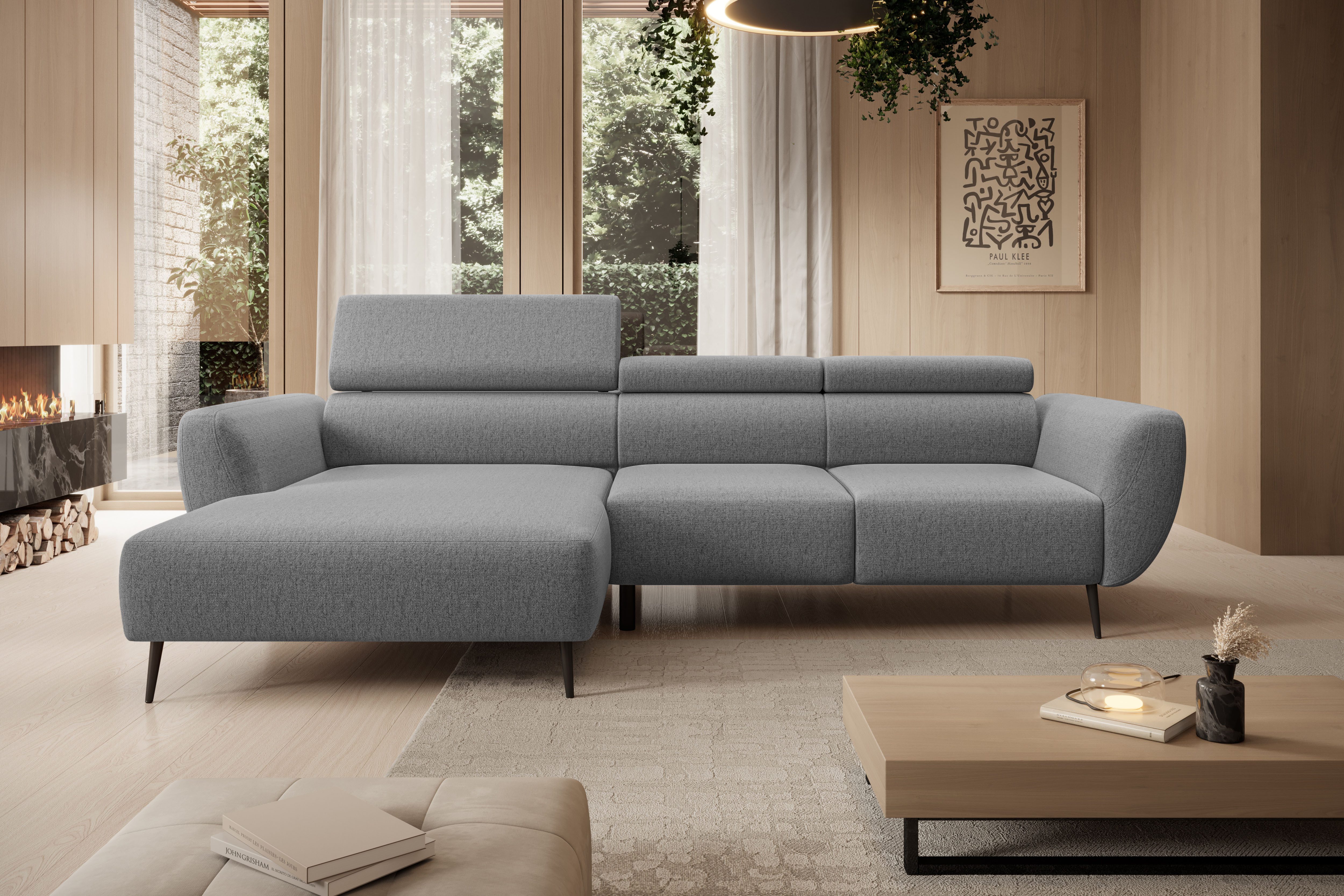 WERK2 Ecksofa Alisson 277 x 174 cm modern & bequem, bodenfrei, Multifunktionen, Luxus-Microfaser weich, L-Form, XXL, elektrische Sitztiefenverstellung