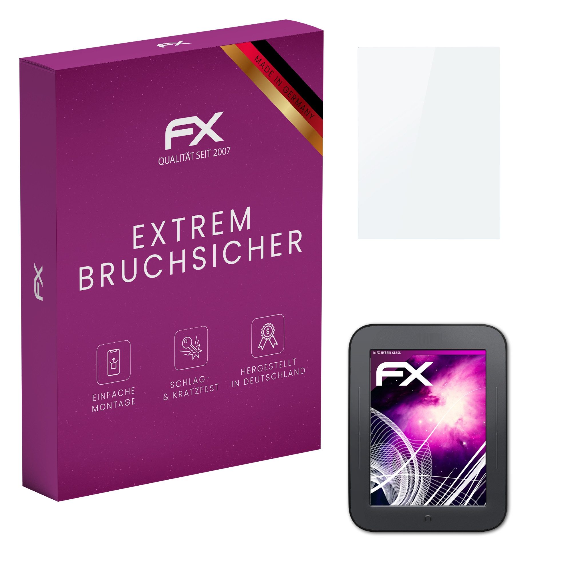 atFoliX Schutzfolie Panzerglasfolie für NOOK Simple Touch, Ultradünn und superhart