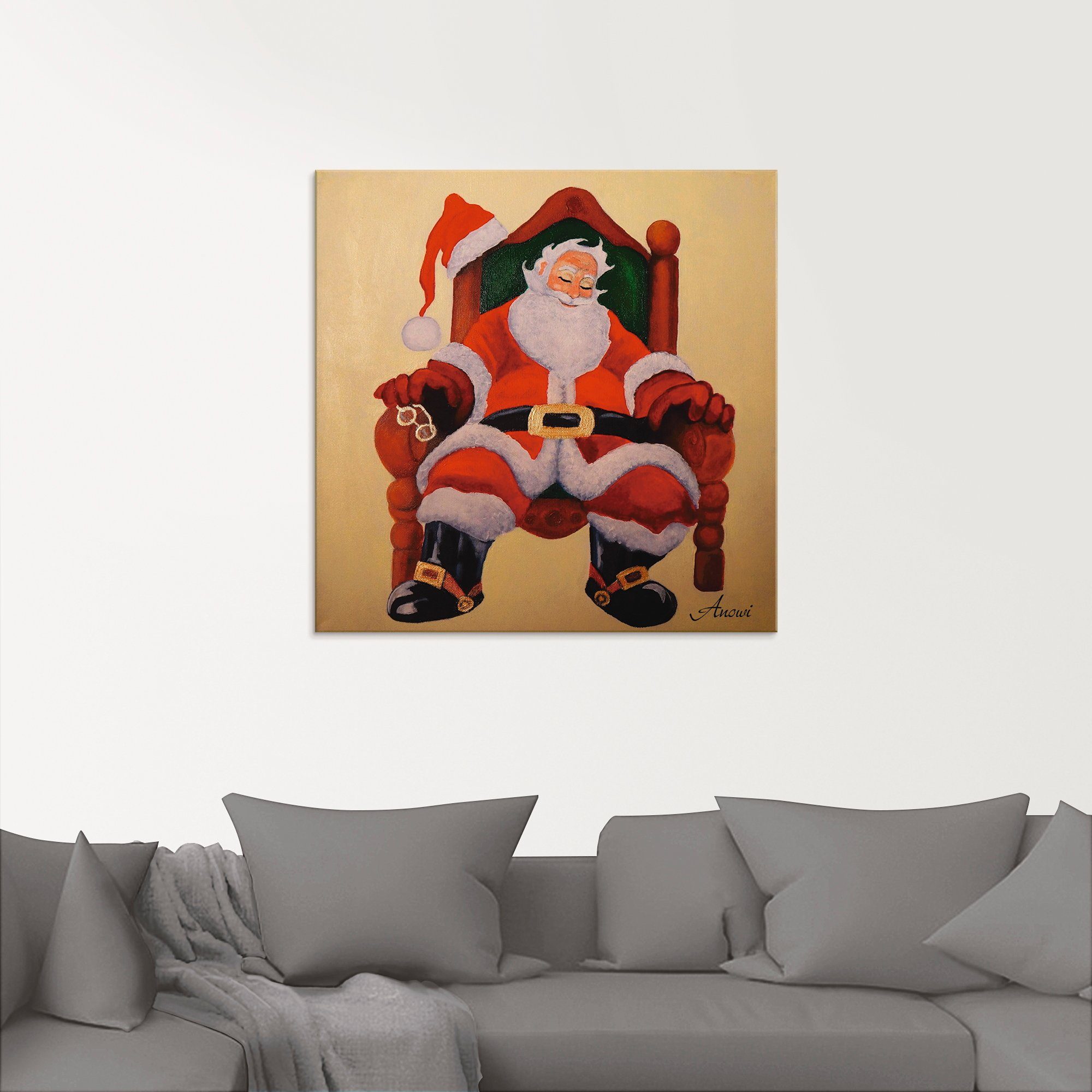 (1 Schlafender Glasbild St), Größen Weihnachten Weihnachtsmann, verschiedenen Artland in