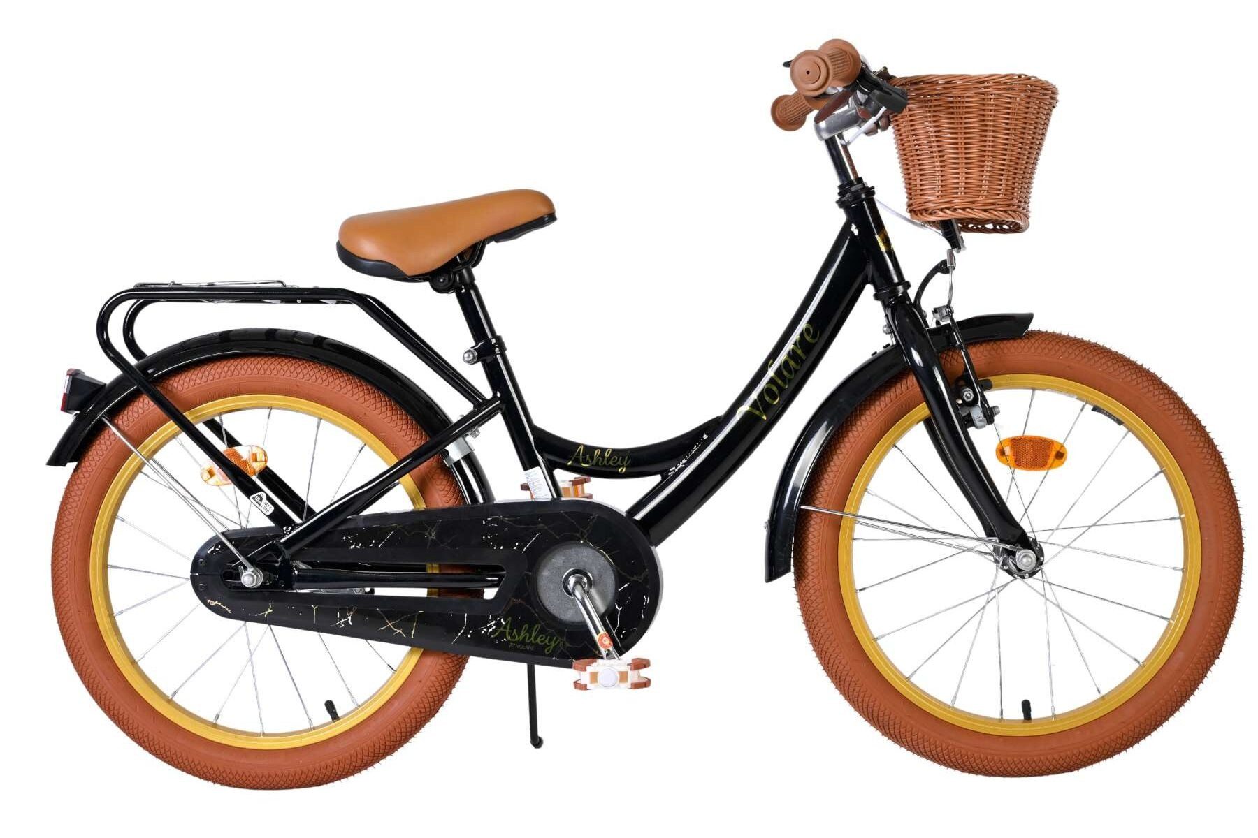 Kinderfahrrad Ashley für Mädchen 18 Zoll Schwarz mit Handbremse und Rücktrittbremse