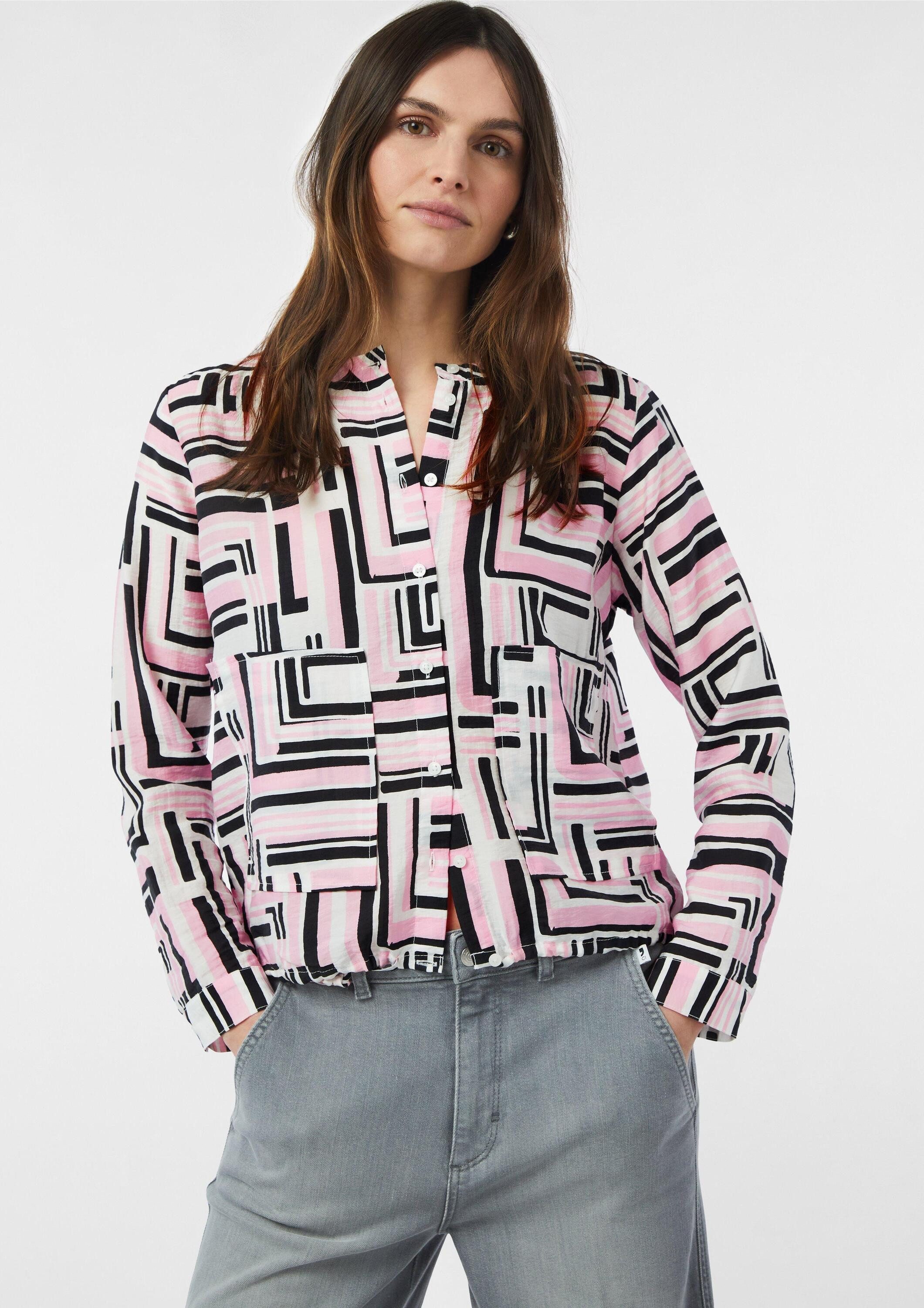 comma Langarmbluse Bluse Strukturierte Bluse mit aufgesetzten Taschen günstig online kaufen