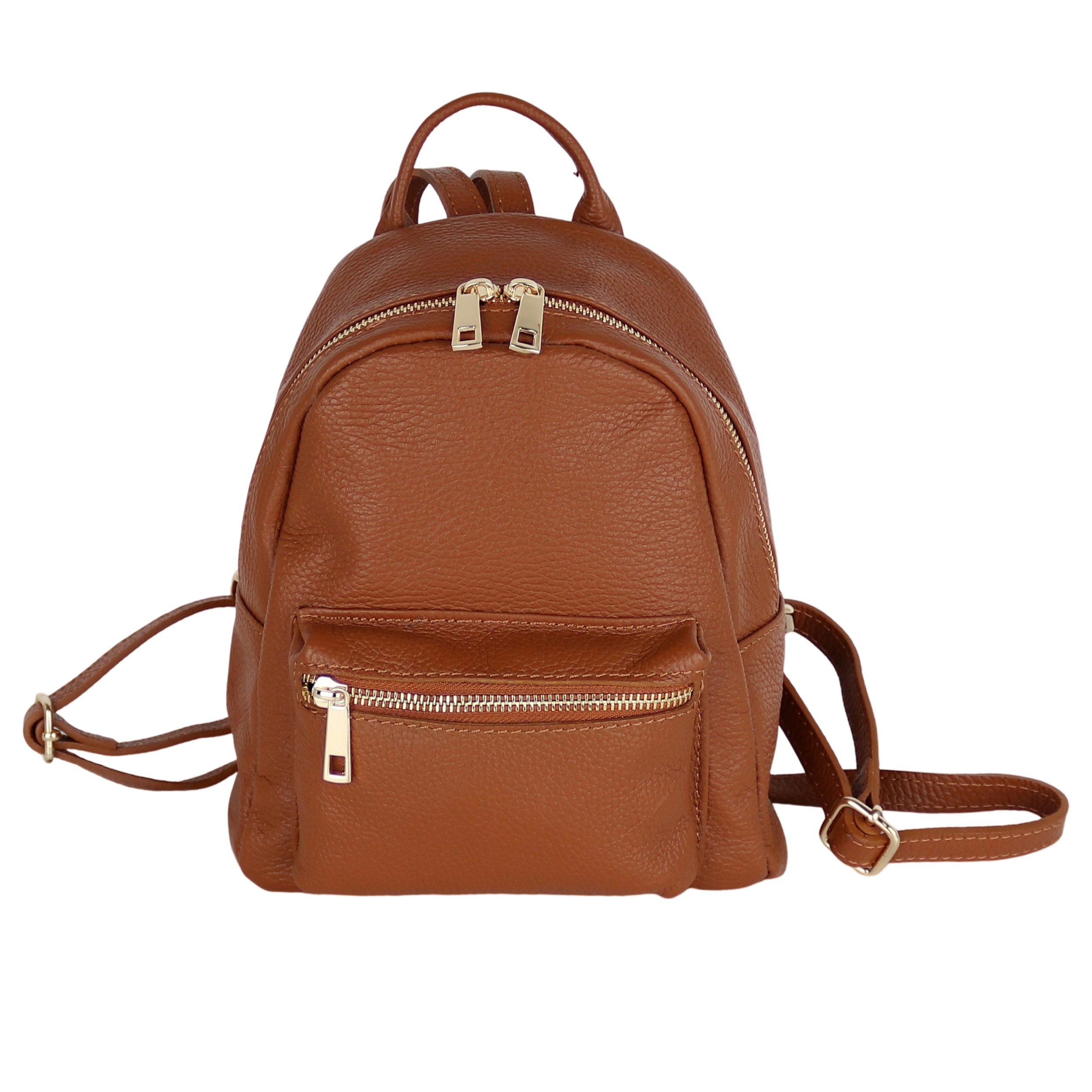 MIRROSI Minirucksack Damen Rucksack,Echtleder, Hergestellt in Italien (ca. 21x24x11cm, Edler goldener Reißverschluss), aus hochwertigem Echtleder, Rucksack, Daypack
