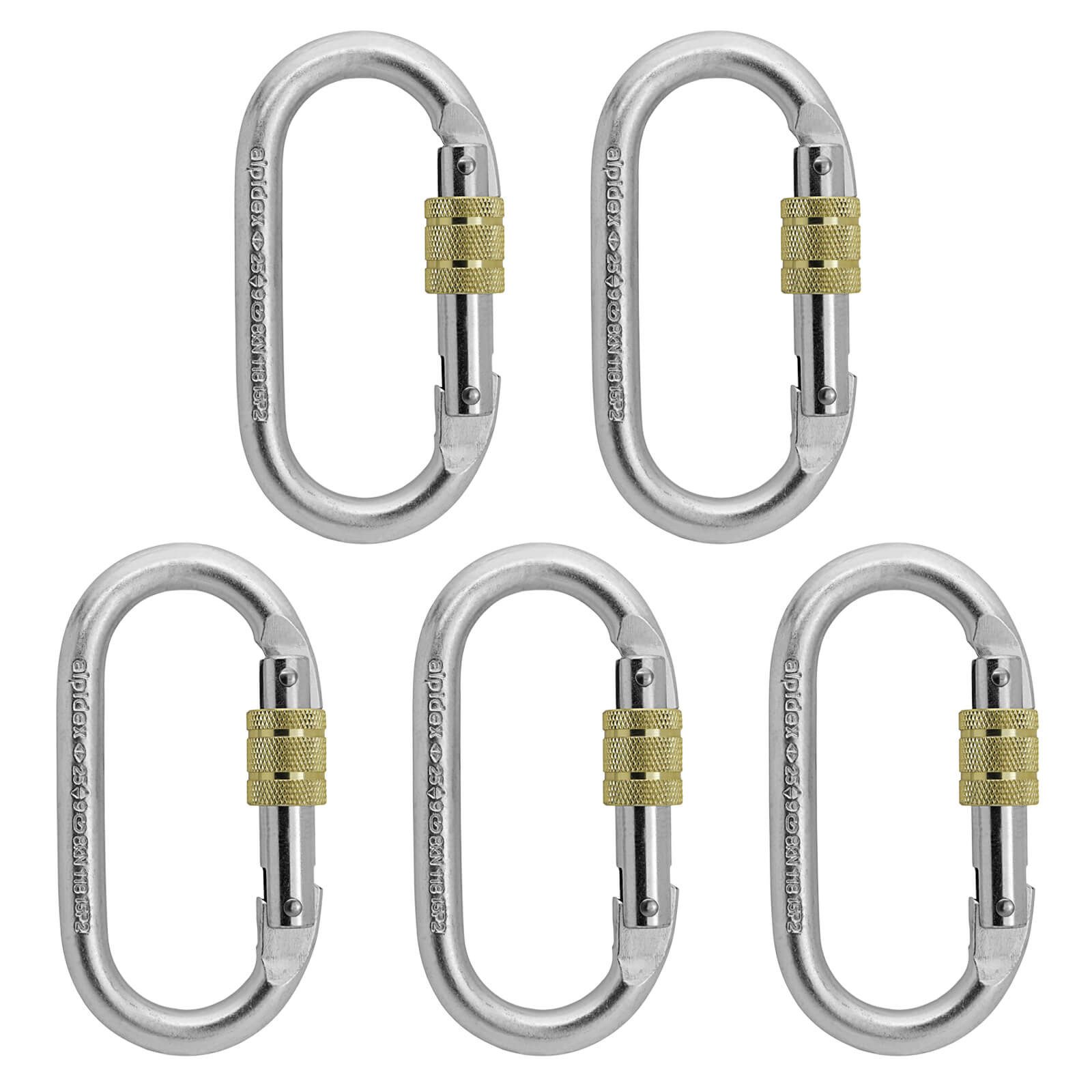 ALPIDEX Karabiner ALPIDEX 5 Karabiner Stahl Stahlkarabiner Schraubkarabiner oval