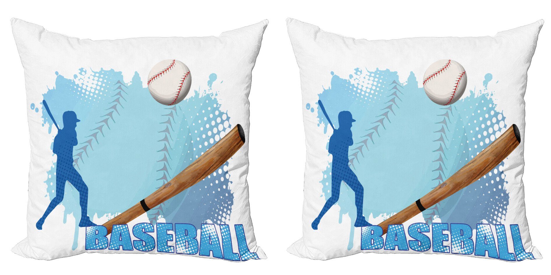 Kissenbezüge Modern Accent Doppelseitiger Digitaldruck, Abakuhaus (2 Stück), Sport Baseball-Sport-Cartoon