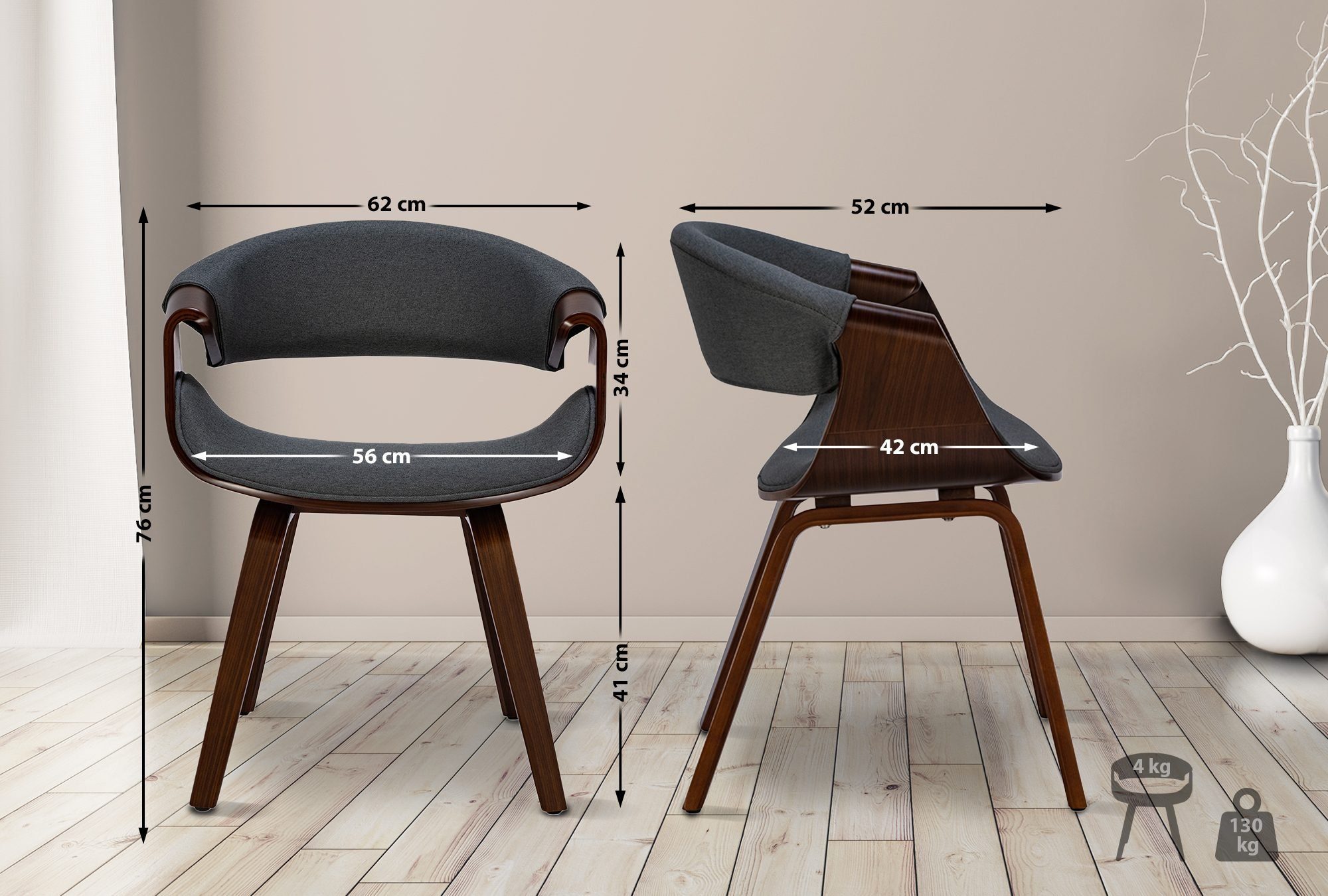 CLP Esszimmerstuhl Foley (2er Set, 2 St), Stoff- oder Kunstlederbezug mit H günstig online kaufen