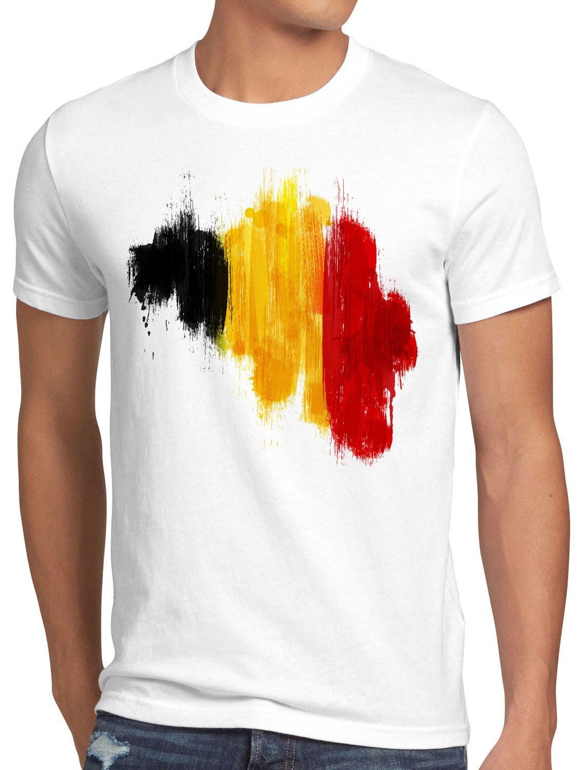 style3 Print-Shirt Belgien Fußball Belgium Herren T-Shirt weiß Sport Flagge WM Fahne EM