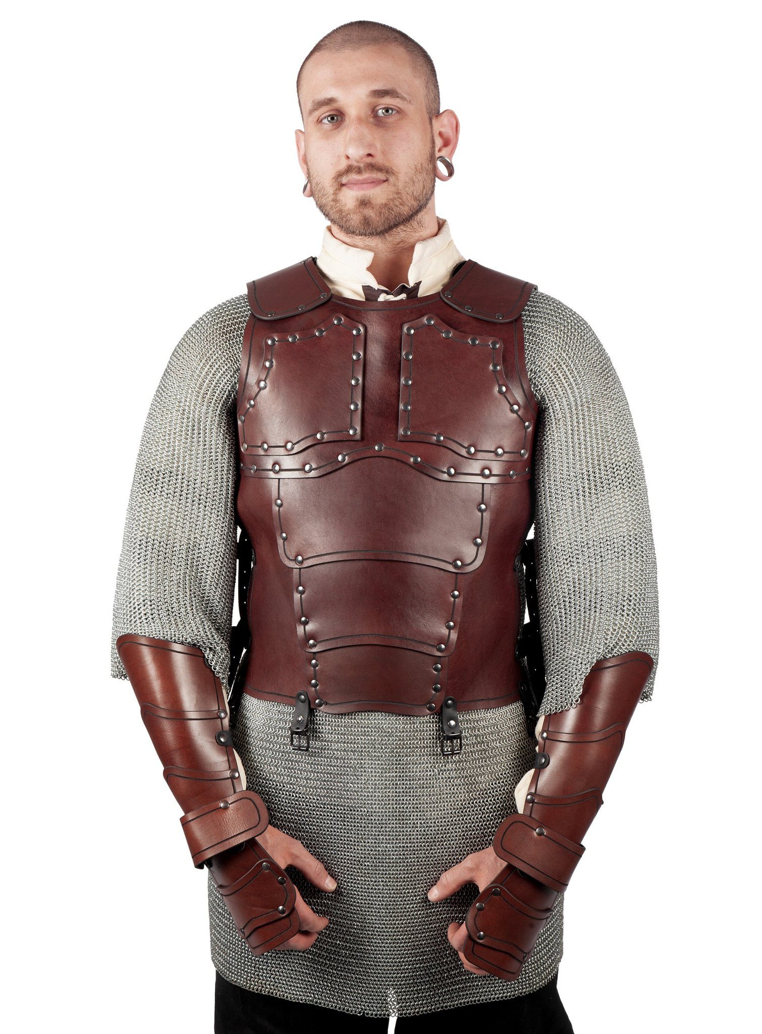 Andracor Kostüm Lederrüstung - Söldner braun, Eine klassische Fantasy Lederrüstung im Andracor Stil.