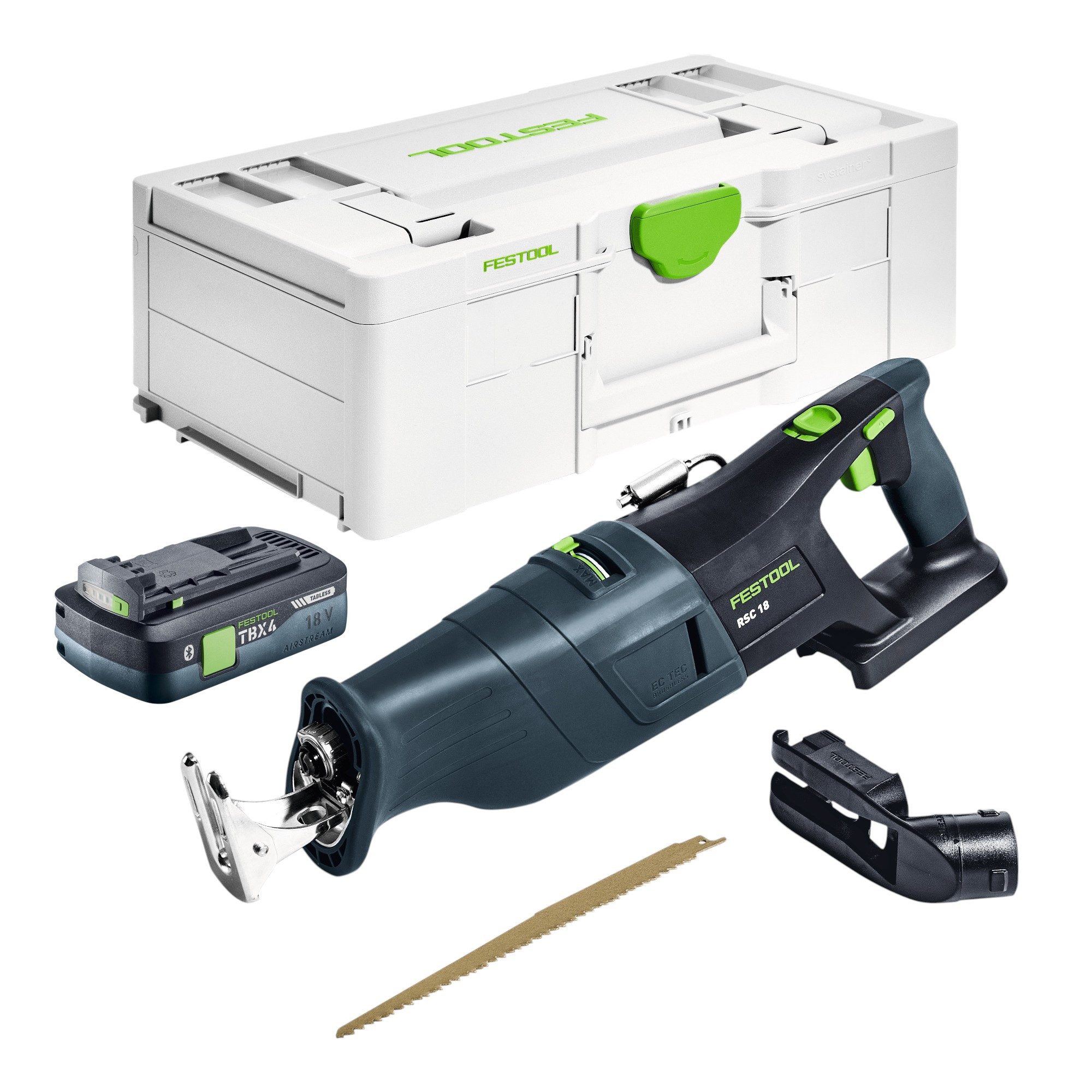 FESTOOL Akku-Reciprosäge RSC 18 EB-Basic Akku Säbelsäge 18 V Brushless + 1x Akku 4,0 Ah