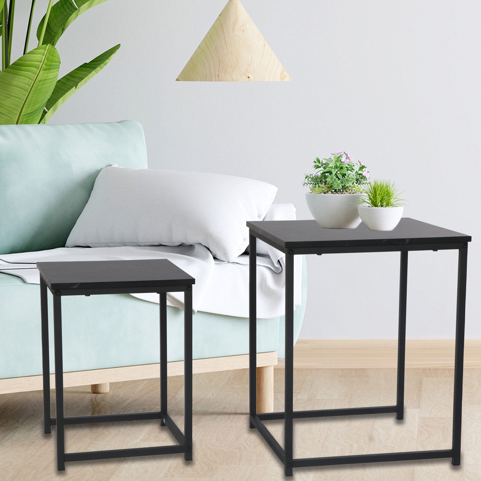 BIGTREE Couchtisch 2er Set Couchtisch quadratisch Beistelltisch