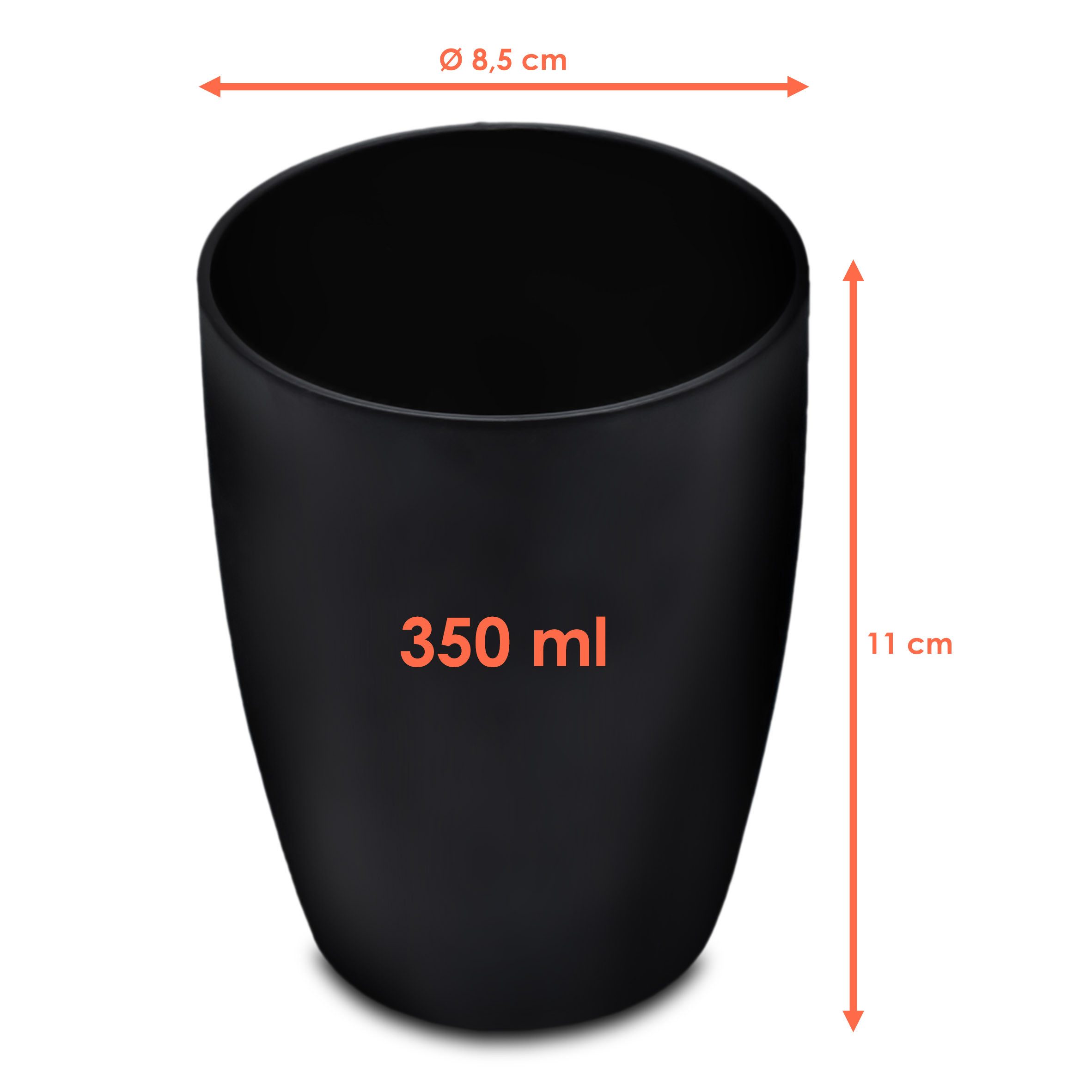 Spetebo Tasse Kaffeebecher in schwarz matt - 6er Set, 6-tlg., Porzellan, Kaffee und Tee Tassen für ca. 340 ml