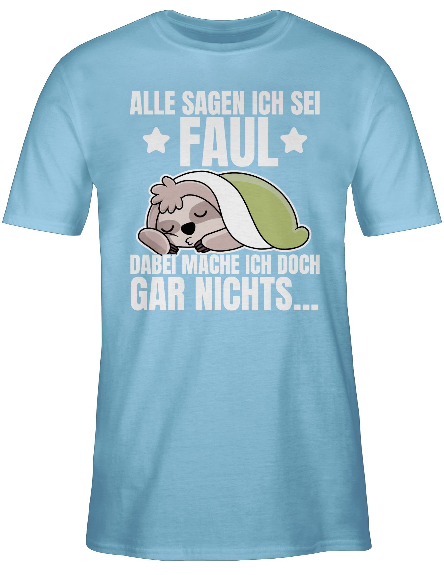 Statement Alle 03 sei Shirtracer sagen Hellblau Sprüche Faul Spruch ich mit Faultier - T-Shirt