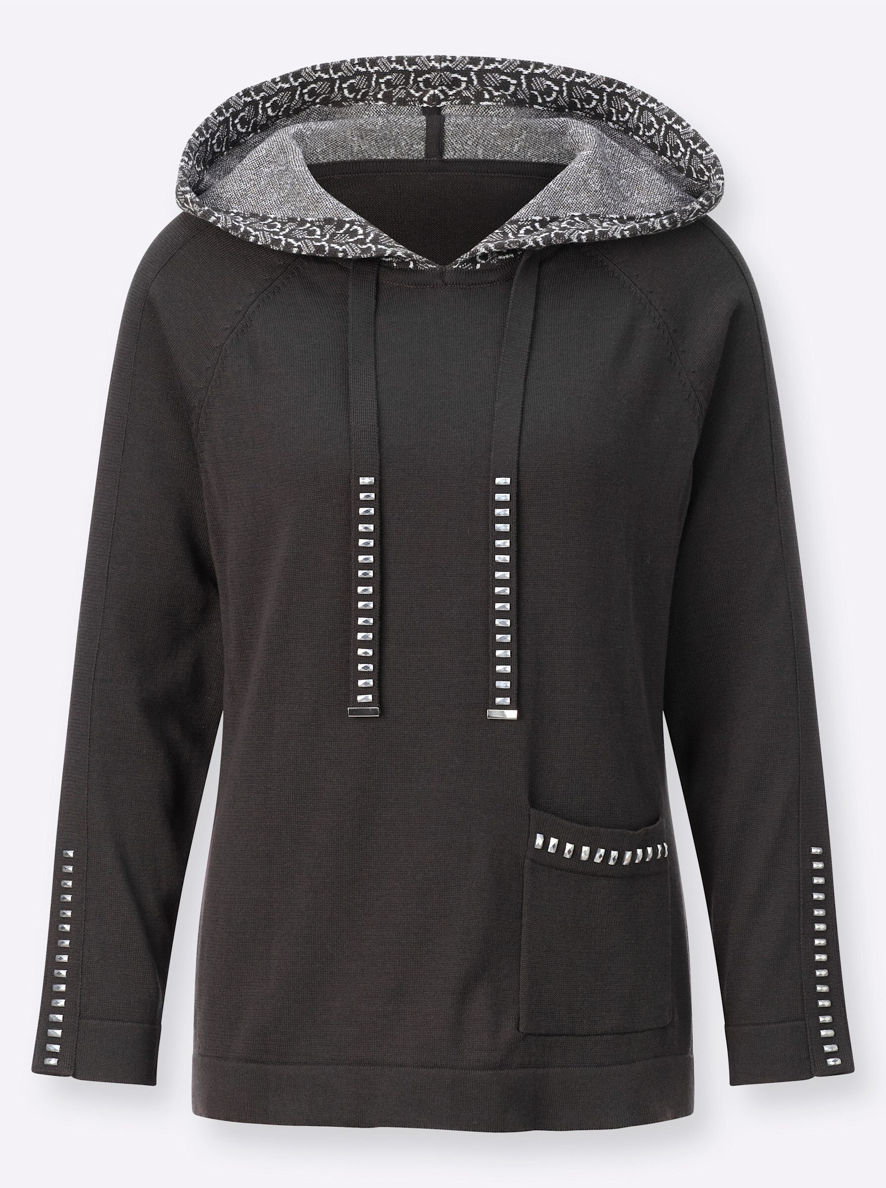 Strickpullover Kapuzen-Pullover Langarm Jacquard