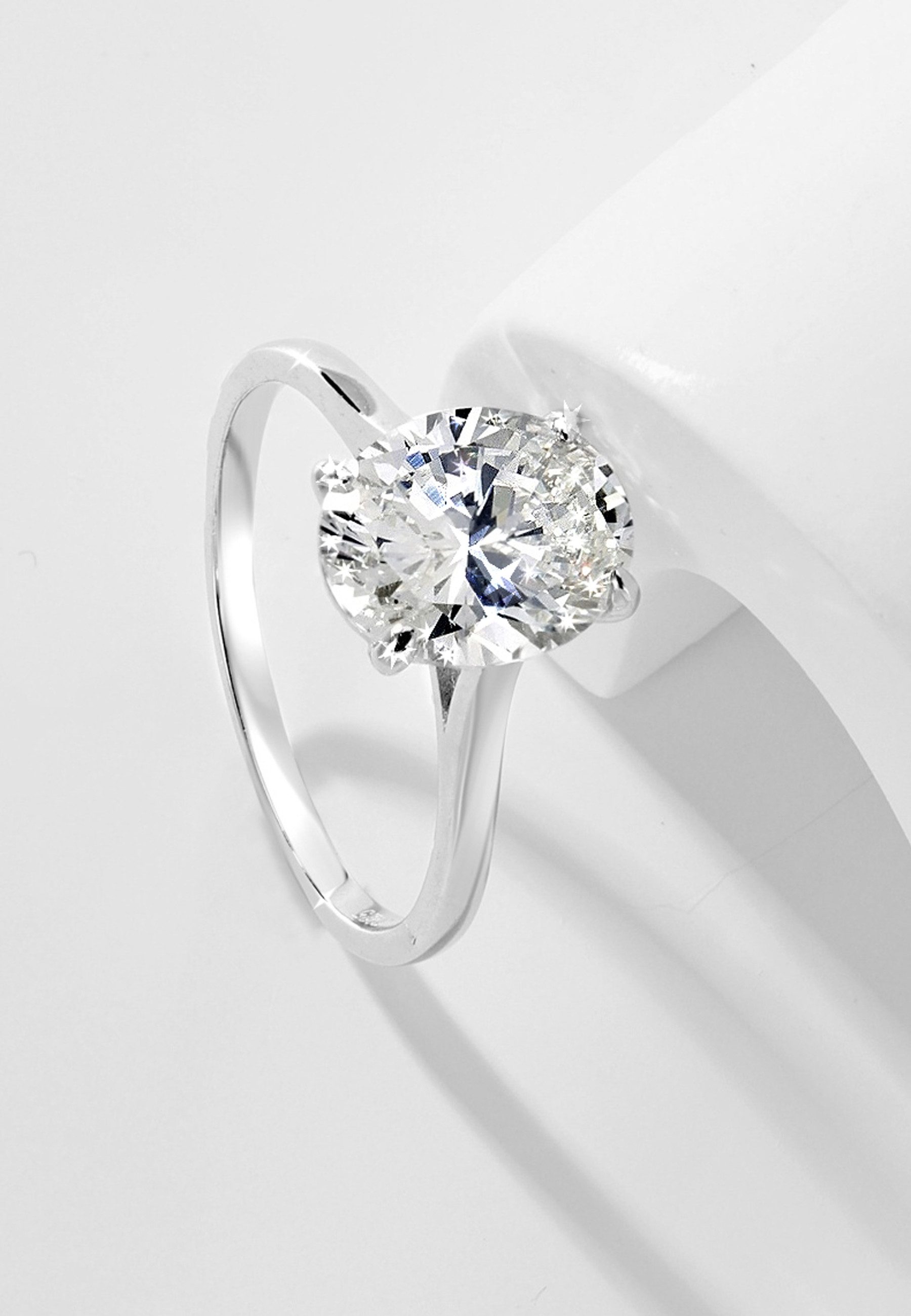 BRELLATO Solitärring Damen Cocktailring Großer Zirconia Crystal 925 Echt Sterling Silber (18K Rhodium oder Vergoldet, Vintage Verlobungsring Antragsring Damenring, 1-tlg., Crushed Ice Kristall Ring, mit einem Großen Funkelnden Zirkonia), Bling Schmuck Engagement Statement-Ring, Steine: Diamant-Weiss
