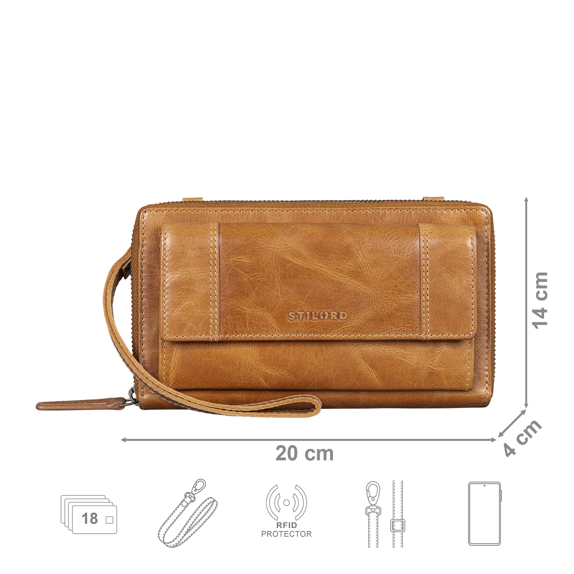 STILORD Handtasche "Marigold" 3-in-1 Echtleder Geldbörse Handytasche Umhängetasche Damen