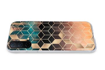 MuchoWow Handyhülle Abstrakt - Würfel - Gold - Muster - Luxus, Phone Case, Handyhülle OnePlus Nord CE 5G, Silikon, Schutzhülle