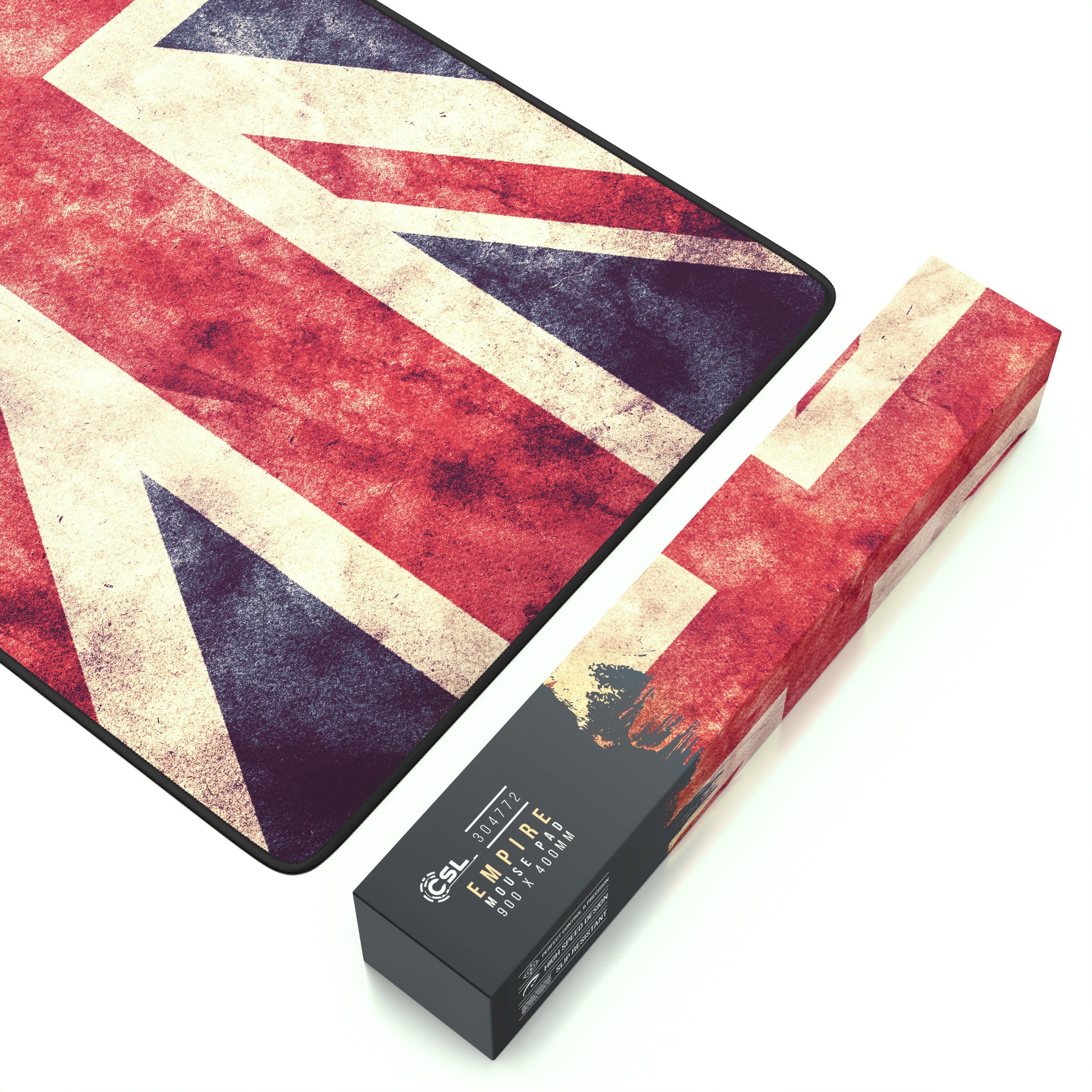 CSL Gaming Mauspad XXL Speed Mousepad 900 x 400 x 3 mm, große Tischunterlage (1-St), rutschfest, abwaschbar, Geschwindigkeit & Präzision, Vintage Flagge – Bild 3 von 5