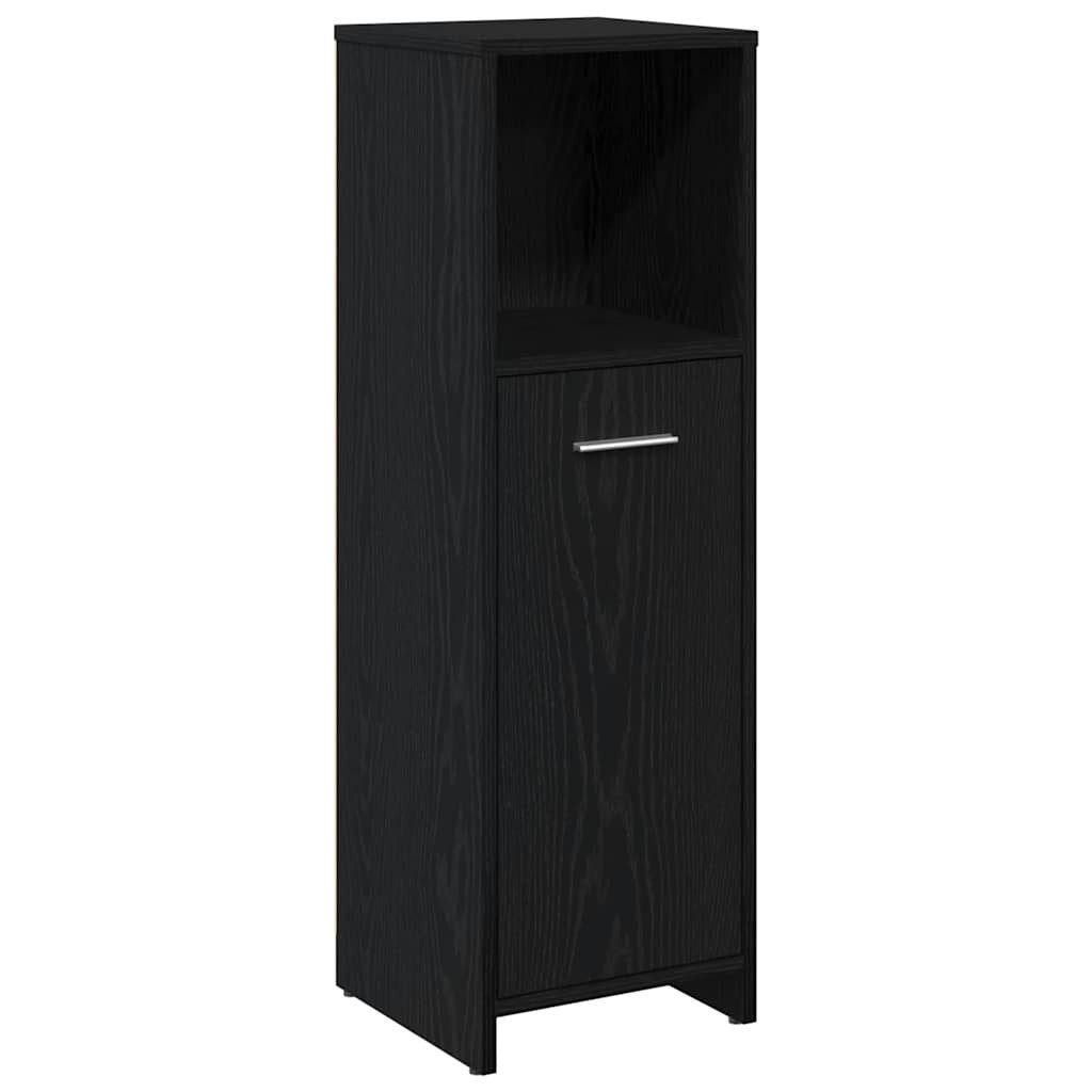 vidaXL Badezimmer-Set Badezimmerschrank Schwarz Eiche 30x30x95 cm Holzwerkstoff, (1-St)
