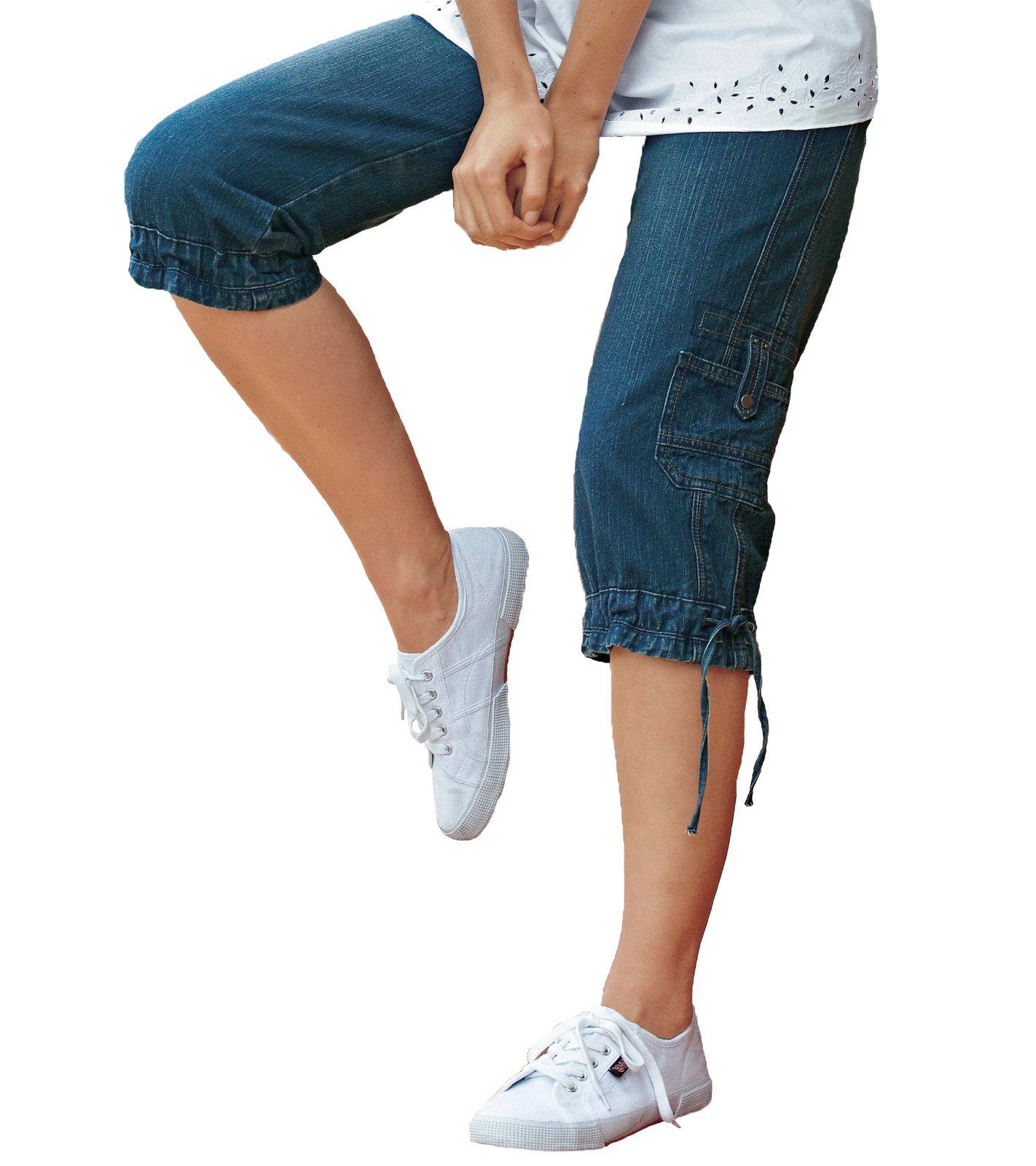 Aniston by BAUR Regular-fit-Jeans »Aniston Casual Freizeithose Capri-Jeans  figurumspielende Damen Sommerhose Blau« online kaufen | OTTO