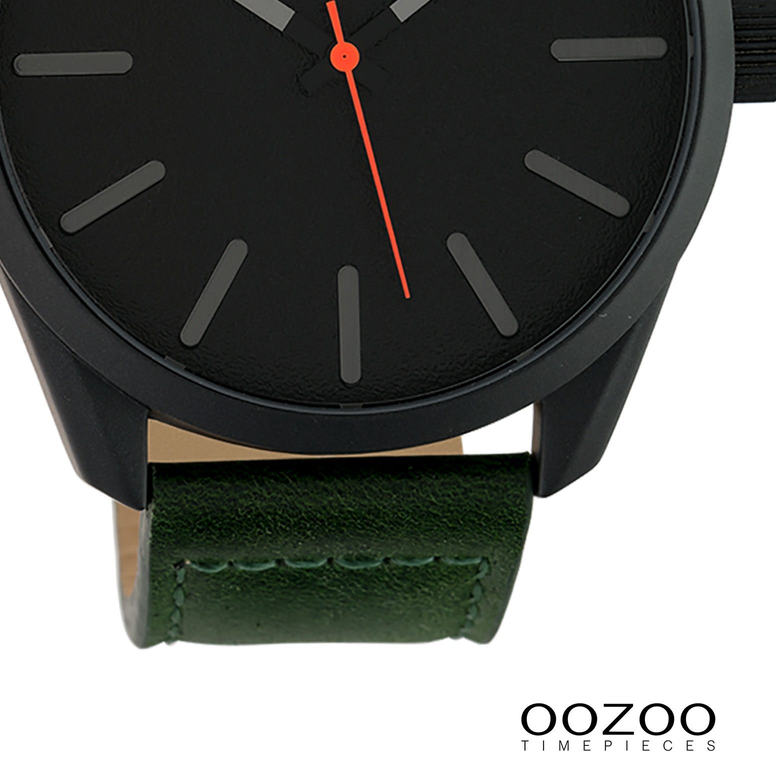 OOZOO Quarzuhr Oozoo Unisex Armbanduhr Timepieces Analog, (Analoguhr), Herren, Damenuhr rund, extra groß (ca. 48mm) Lederarmband dunkelgrün