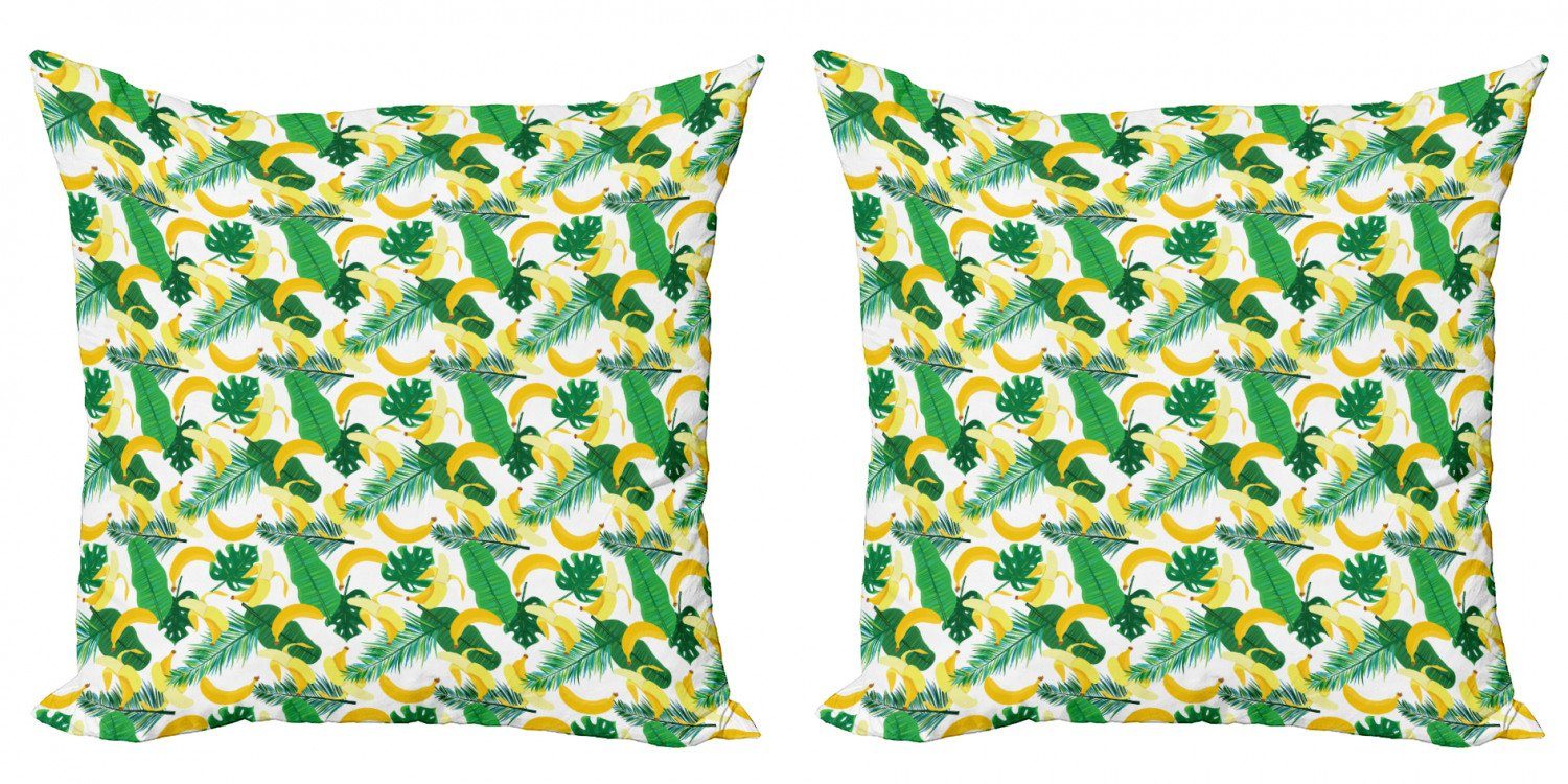 Kissenbezüge Modern Accent Doppelseitiger Digitaldruck, Abakuhaus (2 Stück), Insel Cartoon Banana Leaves