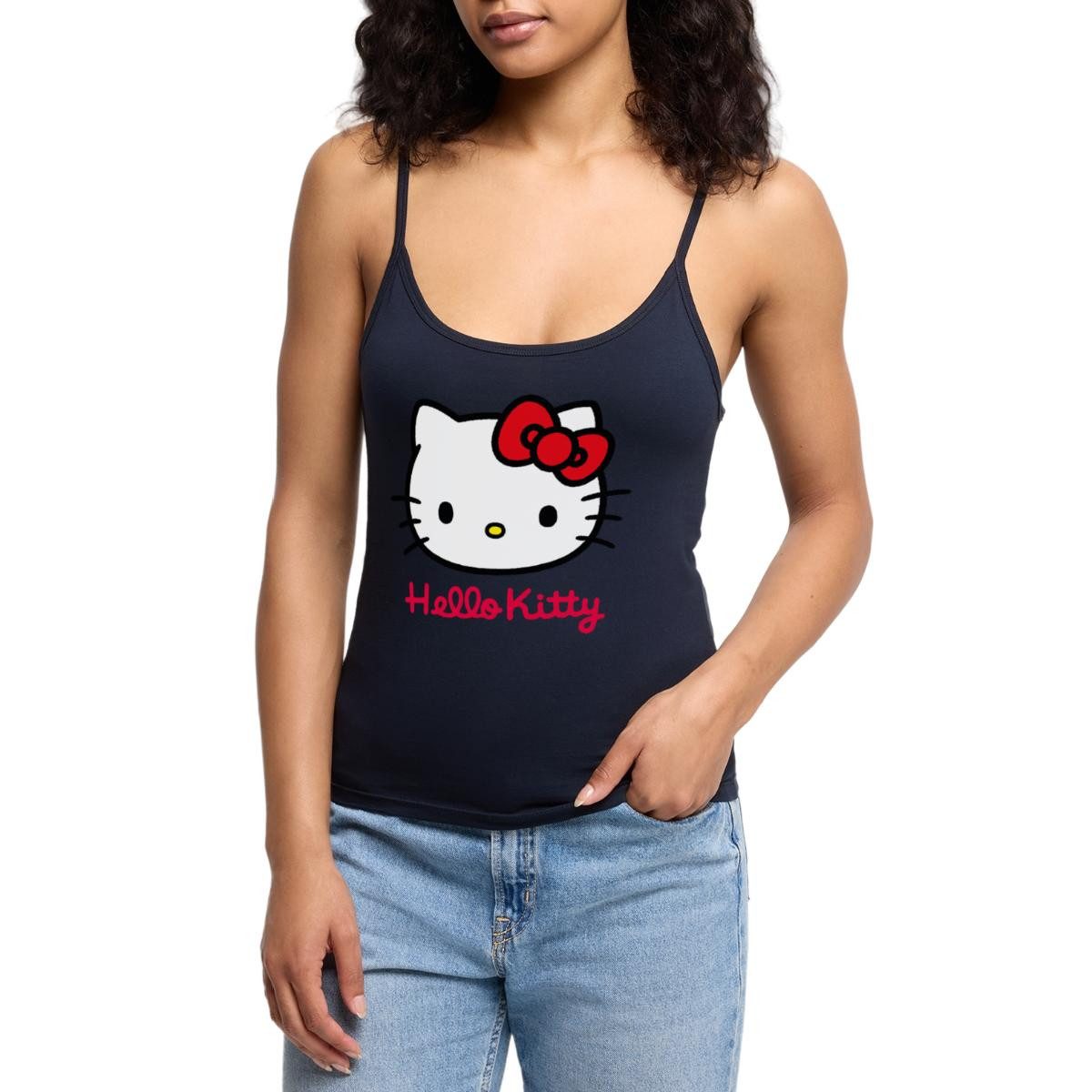 Spreadshirt Spaghettitop Hello Kitty Klassisch Mit Schriftzug Premium Organic Spaghetti Top Dam (1-tlg)