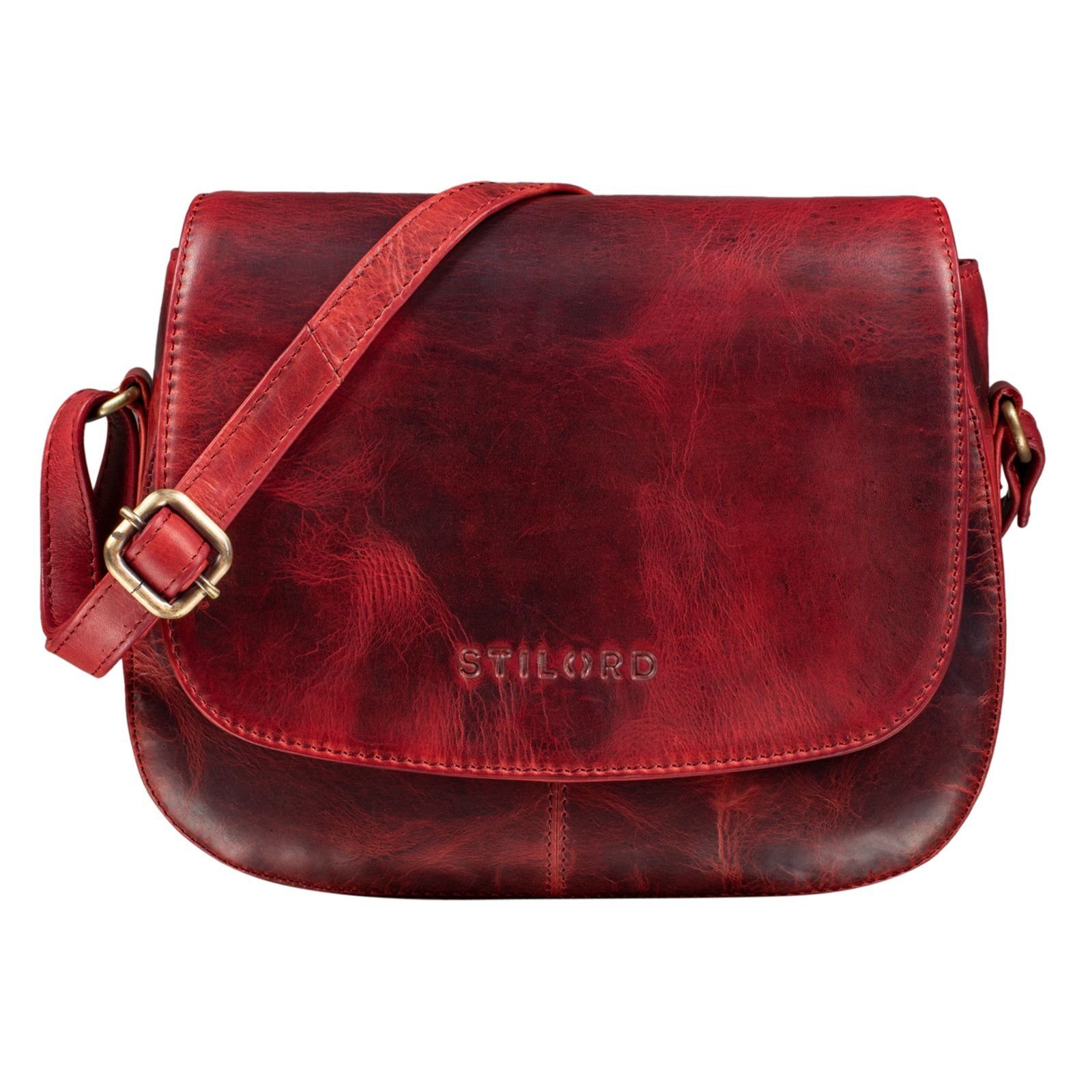 STILORD Handtasche "Savannah" Umhängetasche Damen Leder kara - rot | Handtaschen