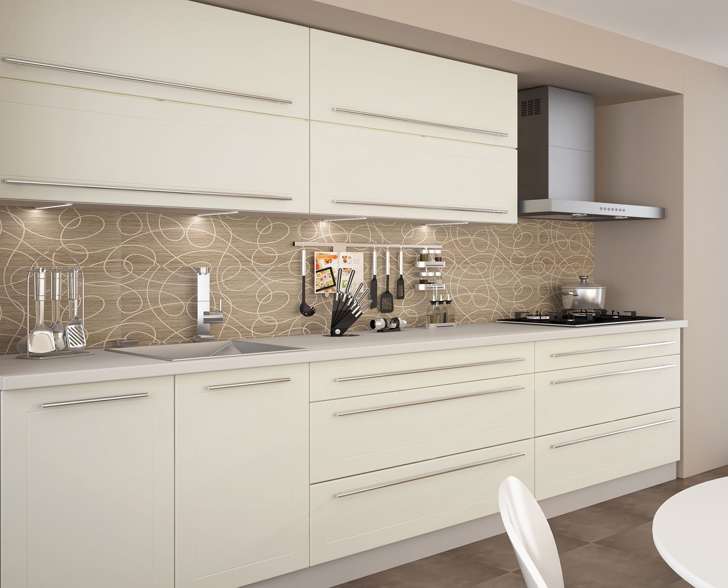 Feldmann-Wohnen Küchenzeile Kvantum, (Kvantum), 250cm grau matt / vanille m günstig online kaufen