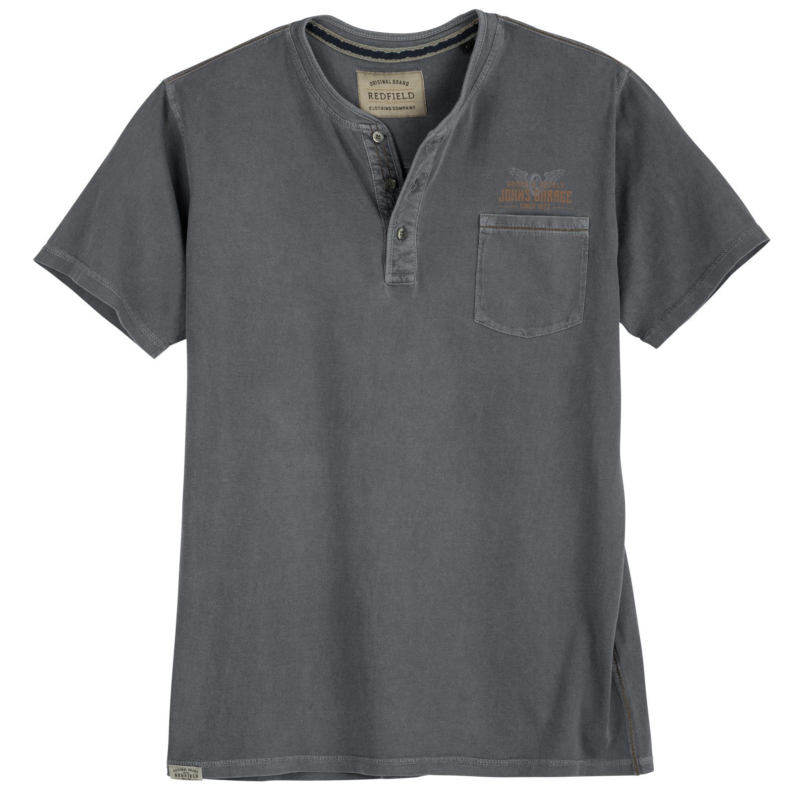 redfield Print-Shirt Redfield Übergrößen Henley-T-Shirt anthrazit used
