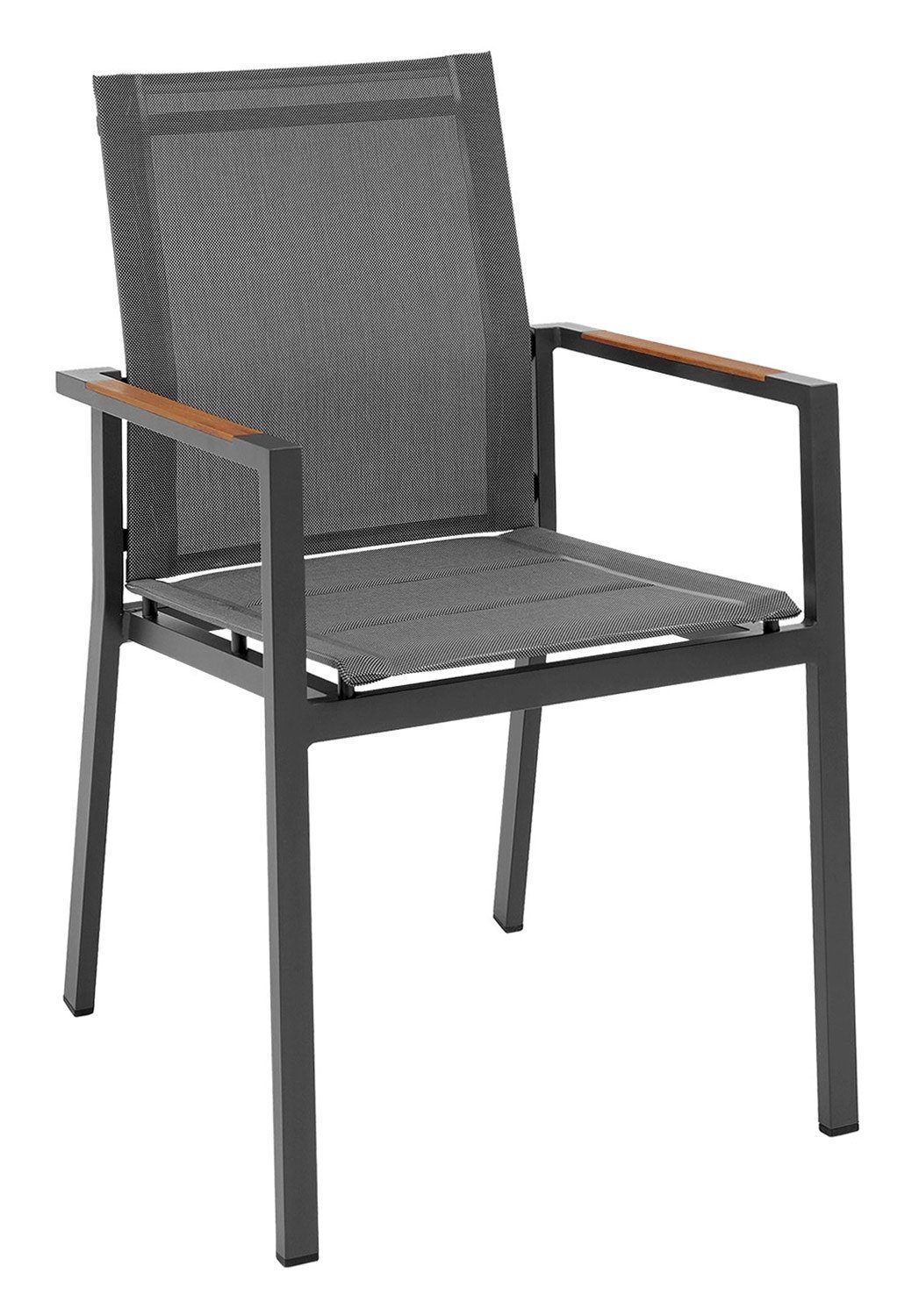 Outdoor Gartenstuhl ALINE, Textilen, Aluminium, Anthrazit, Grau, stapelbar