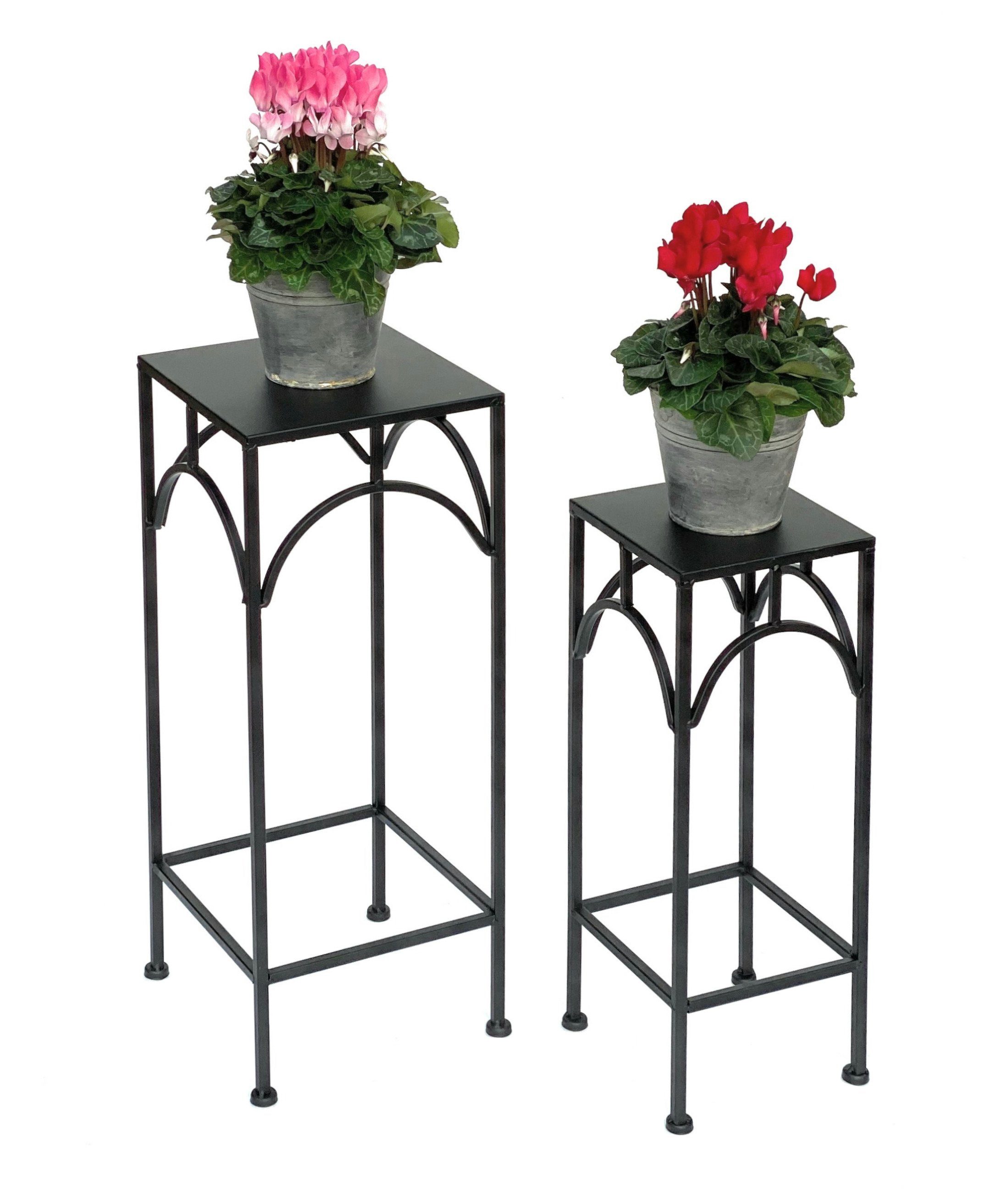 Blumenhocker Metall Schwarz Eckig Blumenständer 96132 2er Set Beistelltisch