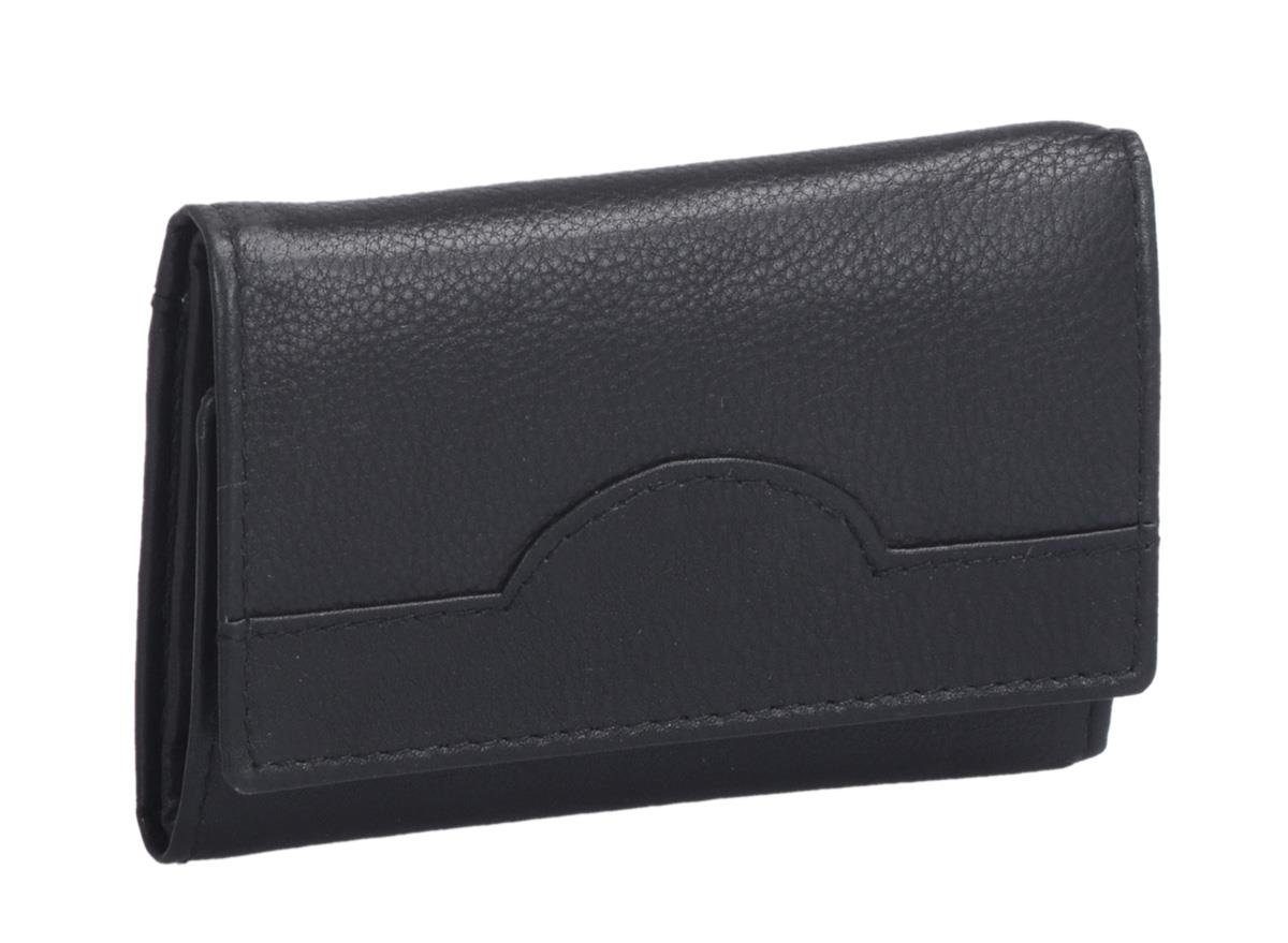 Basic Schlüsseltasche Hakenschlüsseltasche, Leder, mit vielen Fächern, schwarz