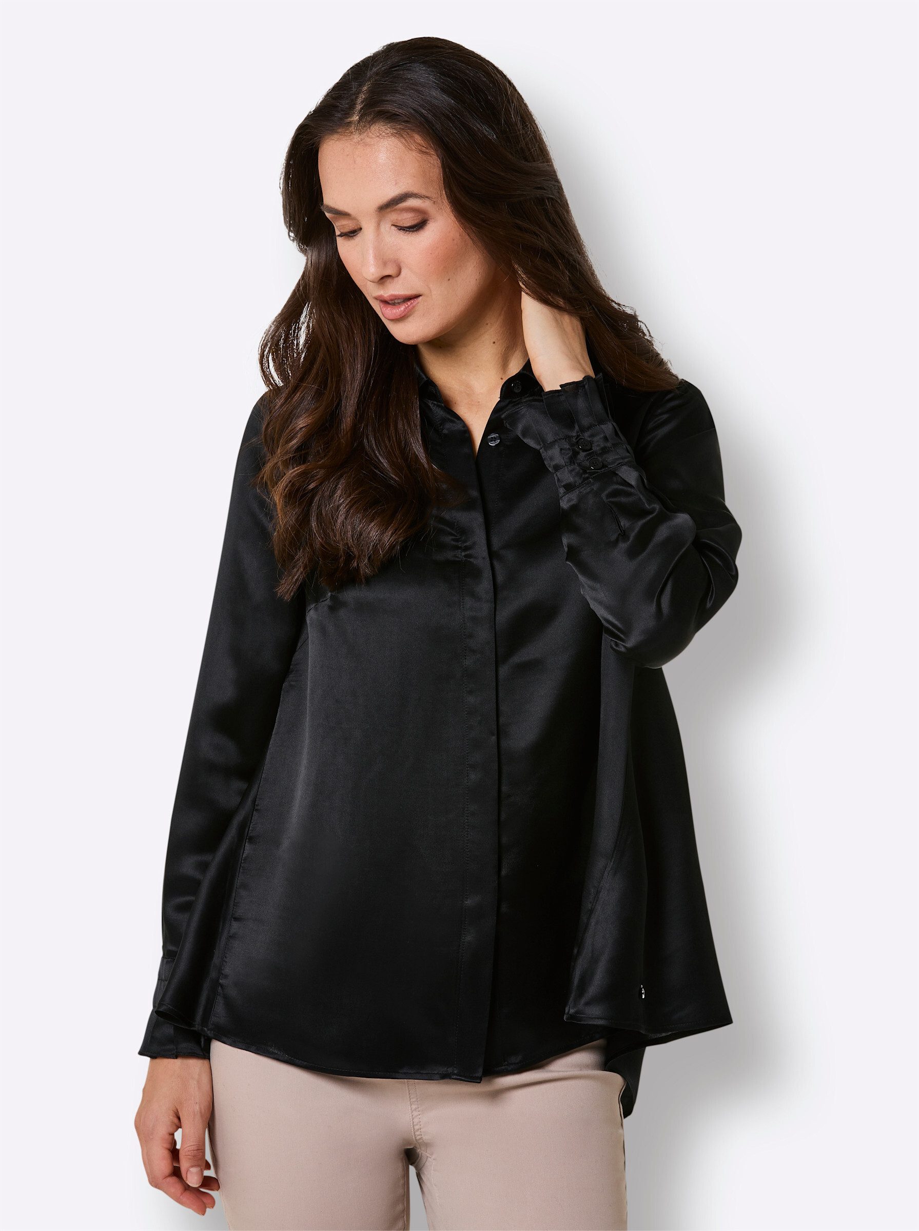 creation L Klassische Bluse Seiden-Viskose-Bluse Langarm