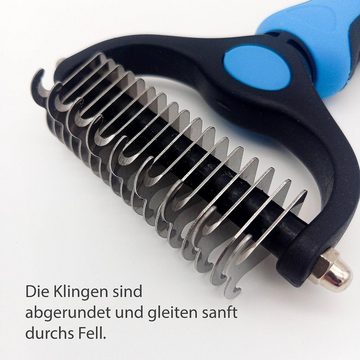 Petsation Fellbürste Unterwollbürste, Hundebürste, Fellbürste, Katzenbürste für langhaar, abgerundete Klingen Edelstahl