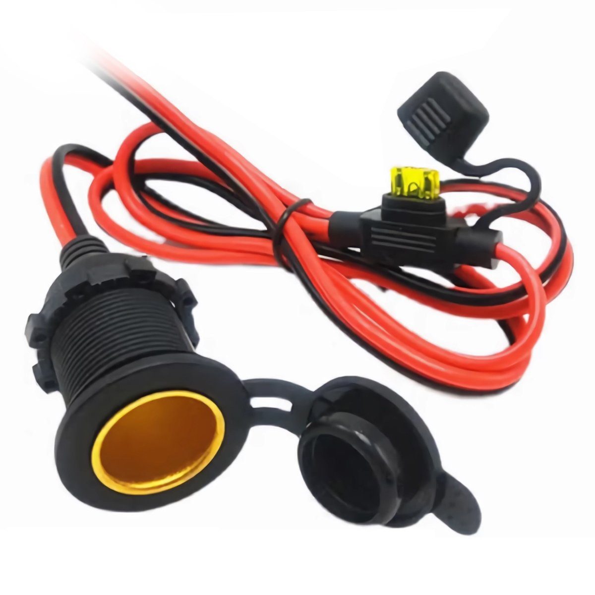 Bolwins M58C KFZ Zigarettenanzünder Steckdose wasserdicht 1m Kabel Sicherung Netzkabel, offenes Kabelende (Anschlusskabel für 12V/24V Bordnetz), Zigarettenanzünder-Buchse (12V/24V) (100 cm), wasserdicht, staubdicht, Marinequalität