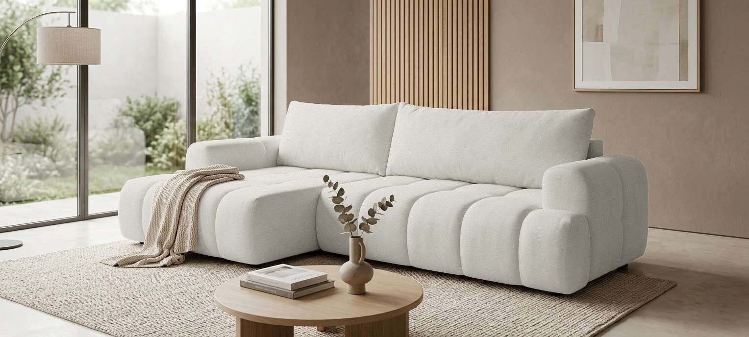 OTTO home Ecksofa LIOORA Schlafsofa mit Bettkasten, Breite 265 cm, Verlässliche Qualität, L-Form mit Bettfunktion und Bettkasten, Recamiere rechts/links