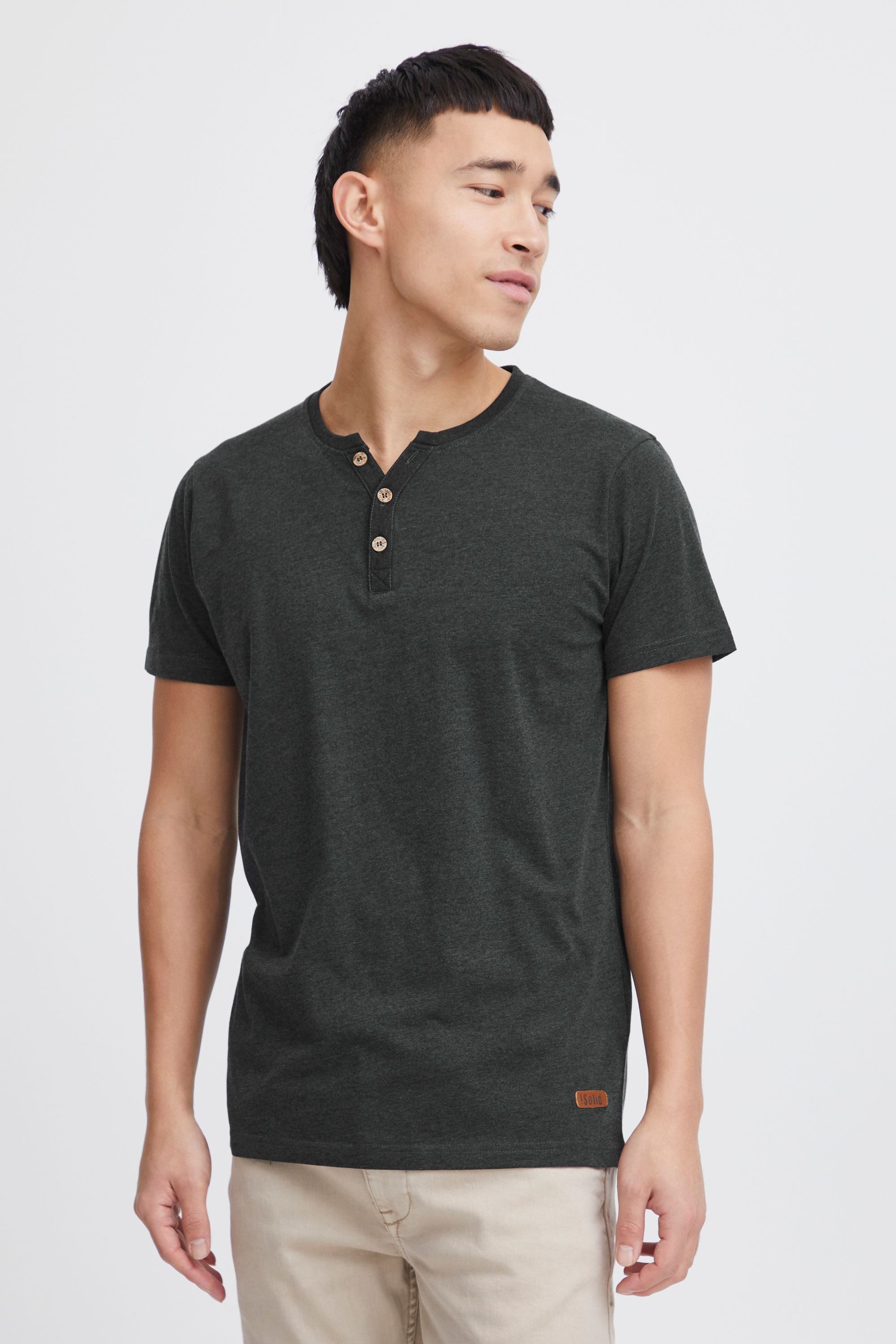 !Solid Rundhalsshirt SDVolker Kurzarmshirt mit Knopfleiste günstig online kaufen