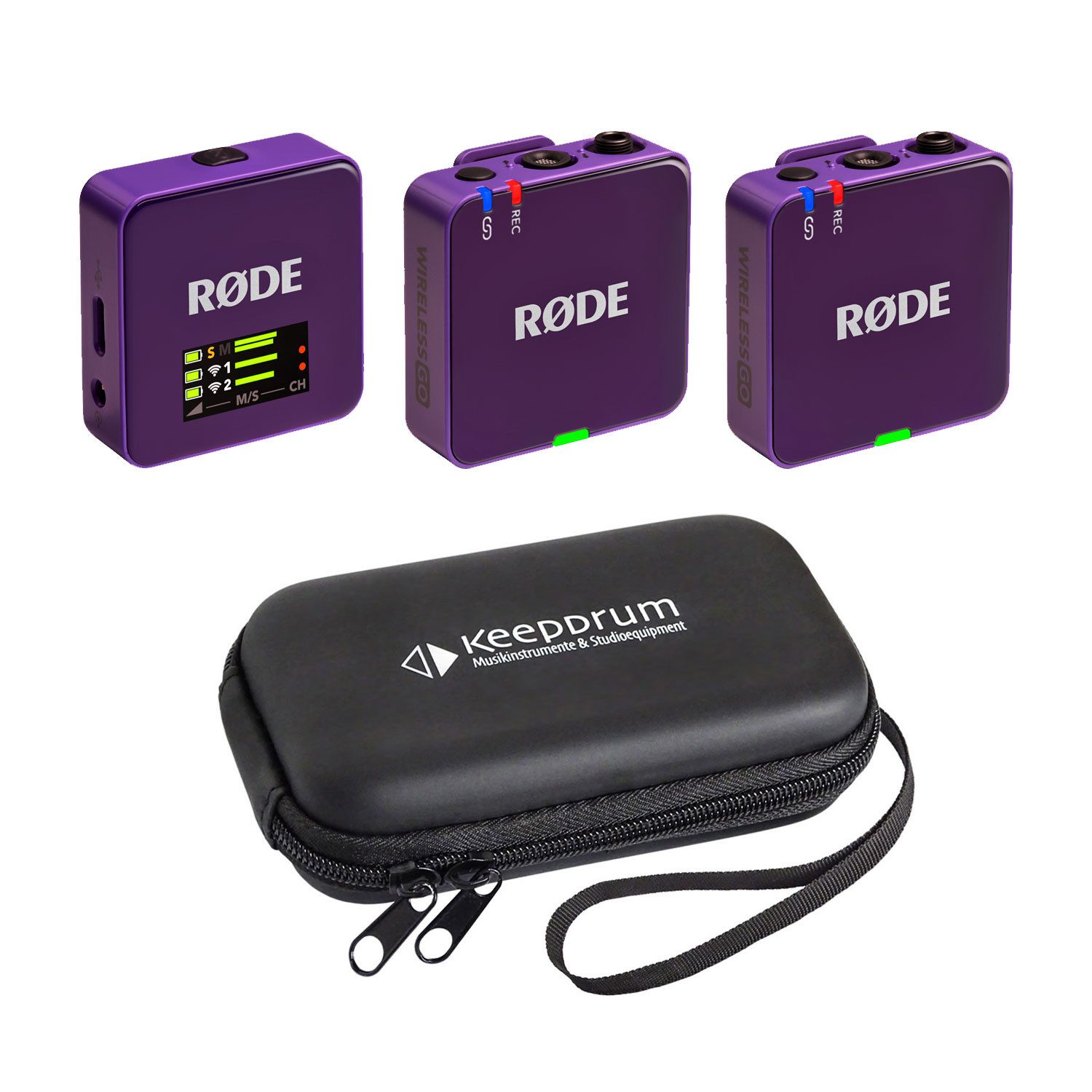 Rode Mikrofon-Funksystem Wireless GO Gen 3 Lila mit Softcase Digitales Aufnahmegerät