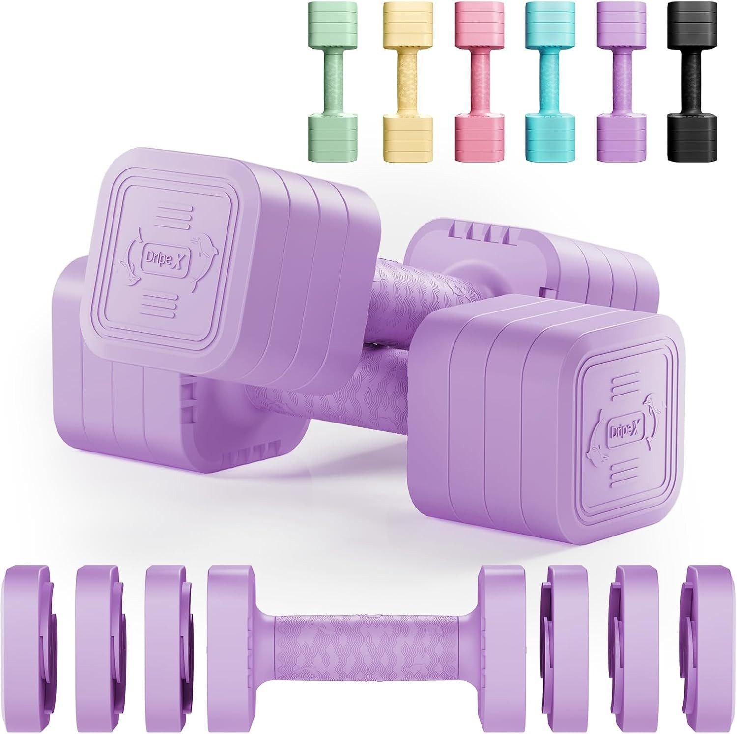 Dripex Hantel-Set verstellbare Hanteln Set 2er 2,5kg/5kg, justierbare 6 Hantelplatten