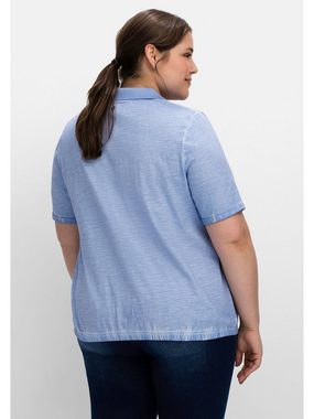 Sheego T-Shirt Große Größen mit Polokragen, im Used-Look