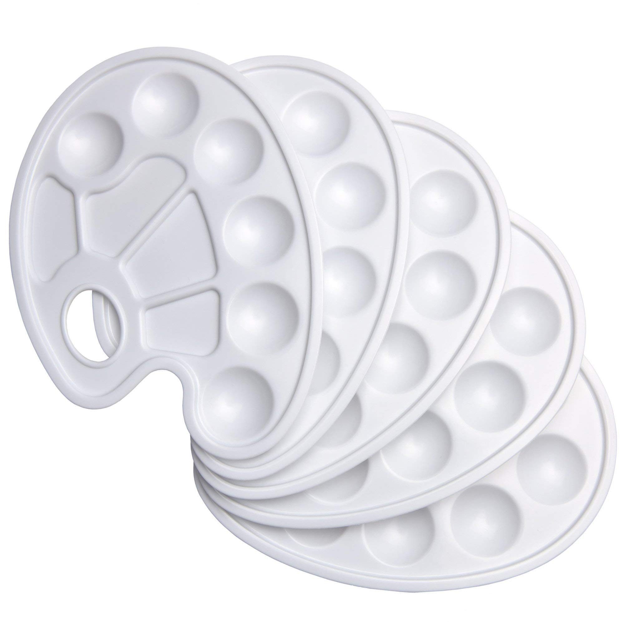 Artina Malpalette 5er Set Mischpaletten Farbmischpaletten mit Griffloch & 10 Farbmulden, Mal-Paletten für Acryl Wasserfarben & Öl Malerei 23,5cm x 17cm